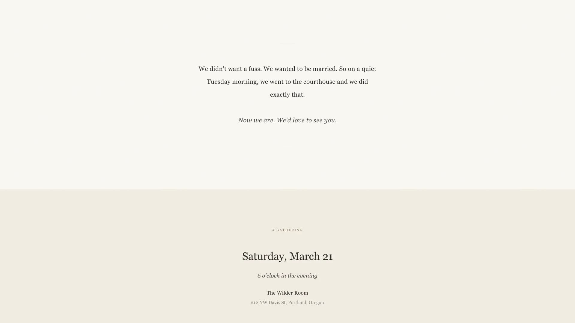 Elopement - Quiet Announcement Wedding Landing Page Template