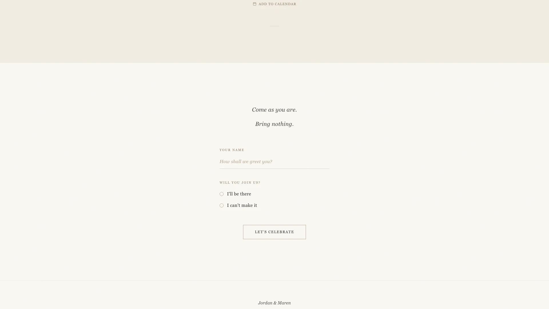 Elopement - Quiet Announcement Wedding Landing Page Template