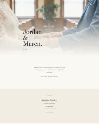 Elopement - Quiet Announcement Wedding Landing Page Template