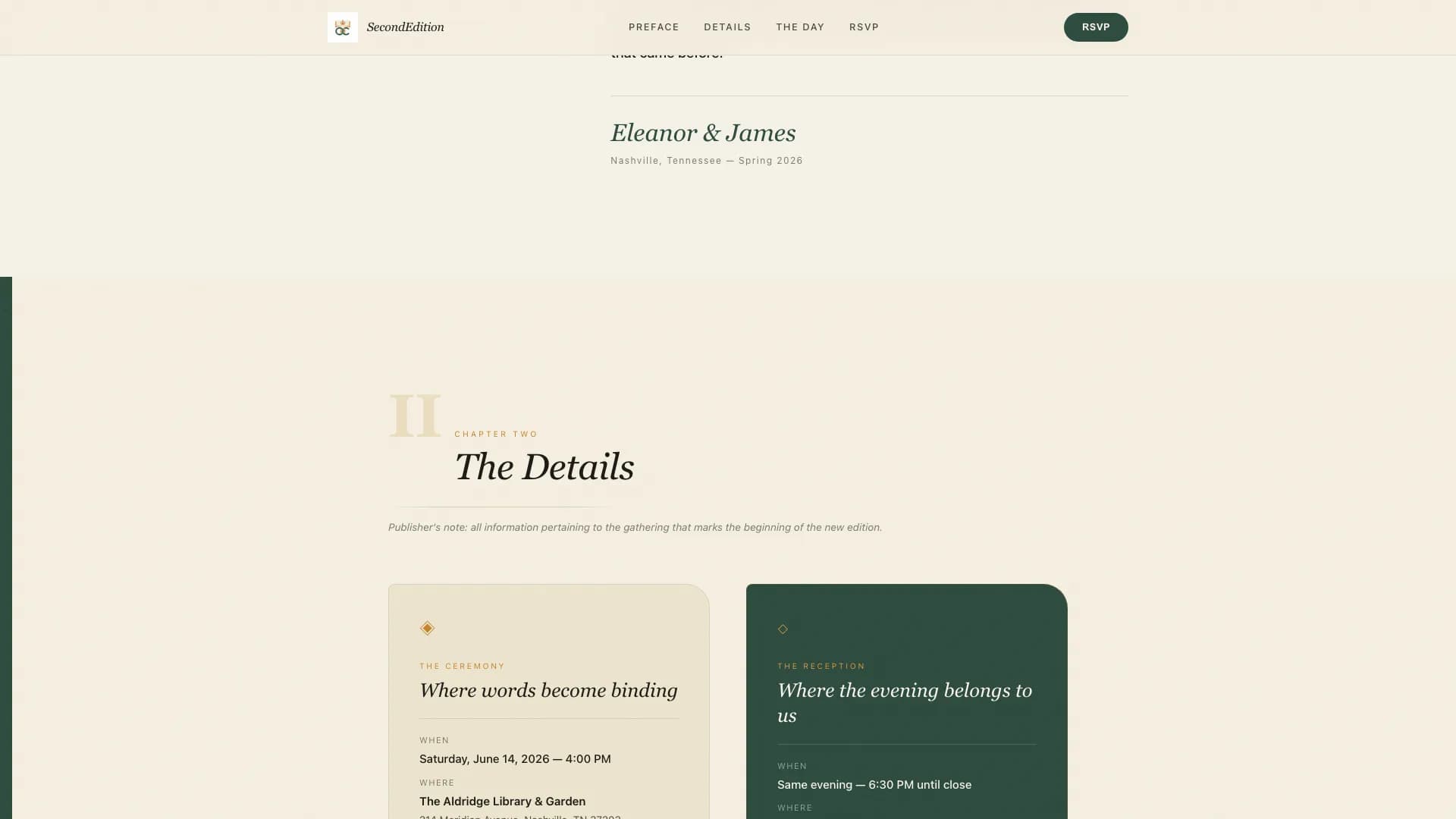 Manuscript — Refined Literary Wedding Landing Page Template