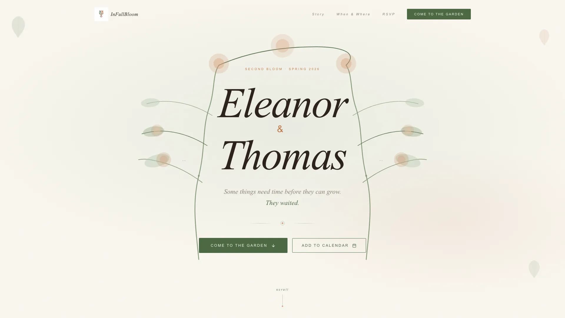 Renewal — Intimate Botanical Celebration Landing Page Template
