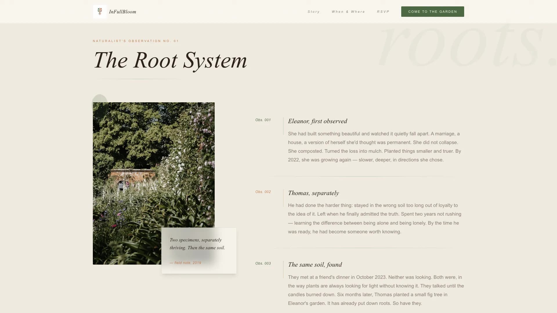 Renewal — Intimate Botanical Celebration Landing Page Template