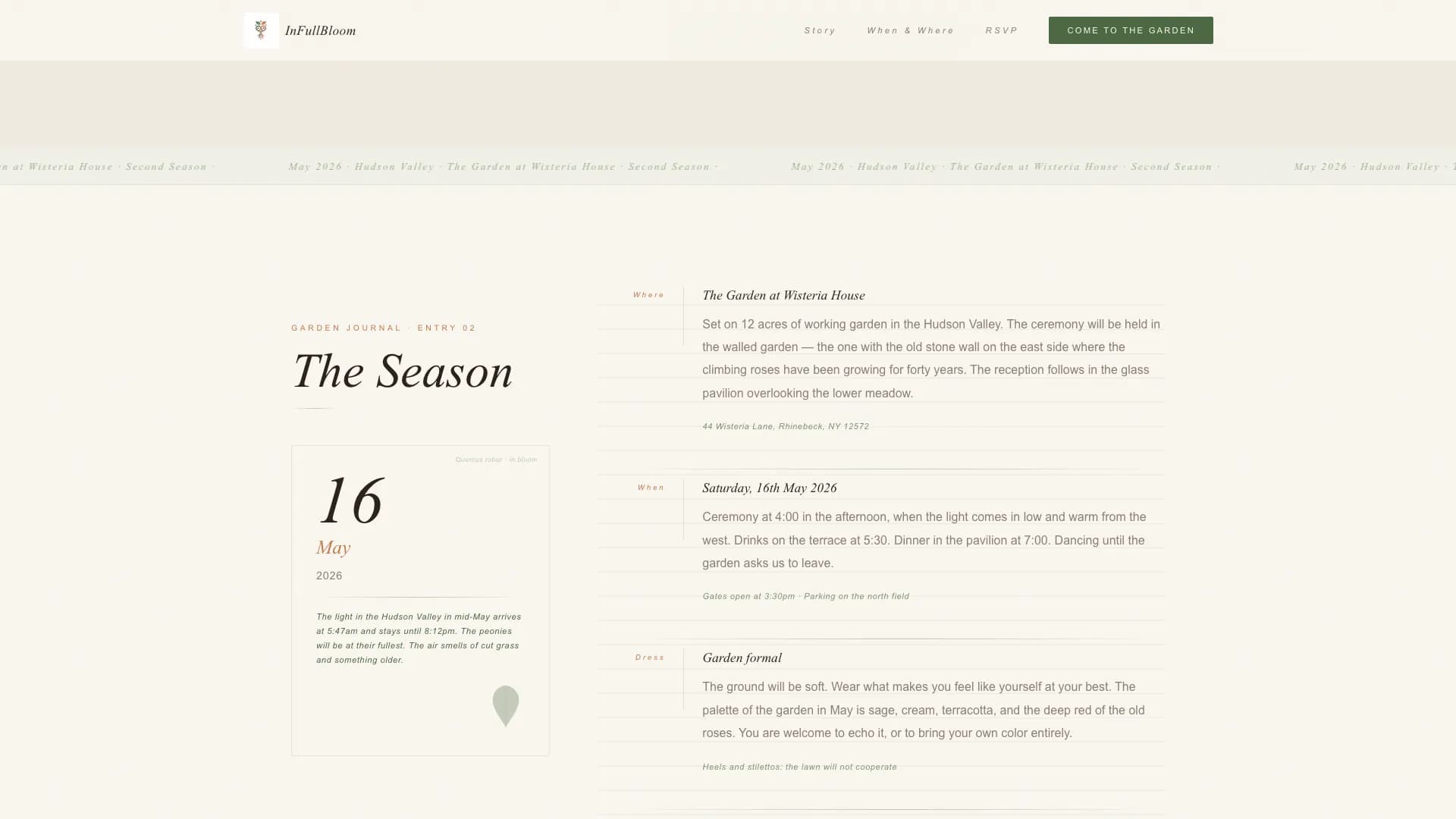 Renewal — Intimate Botanical Celebration Landing Page Template