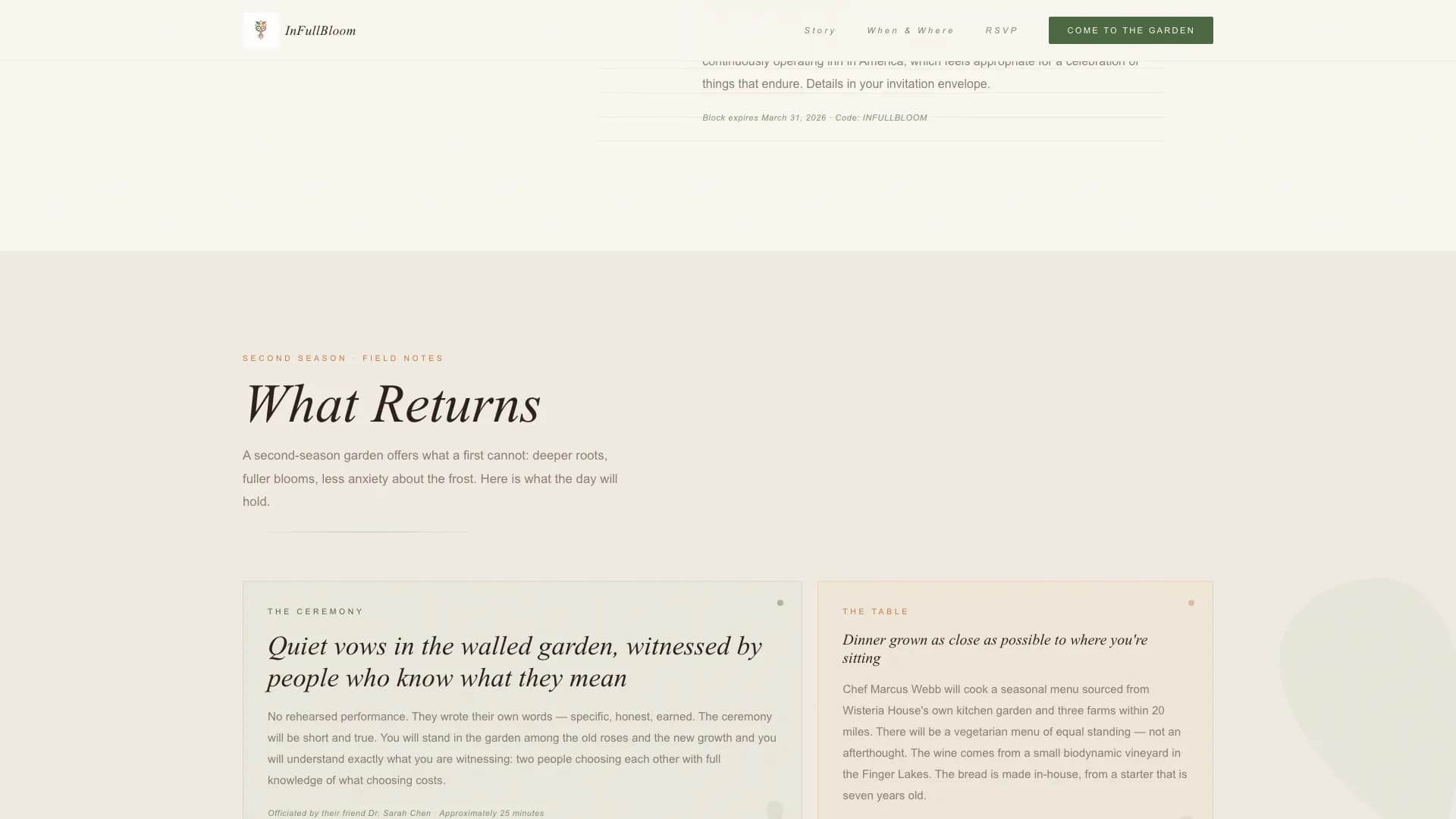 Renewal — Intimate Botanical Celebration Landing Page Template