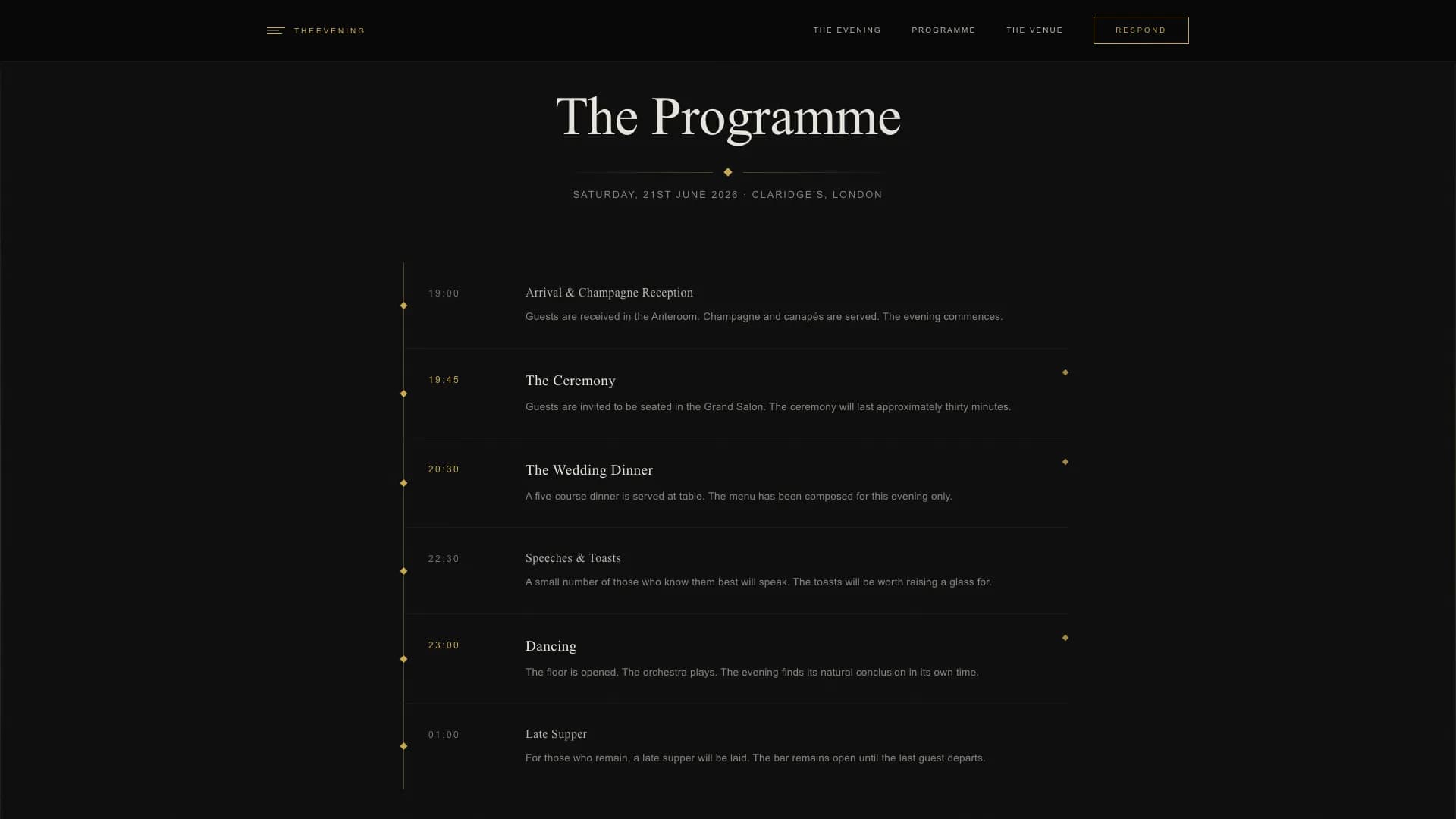 Soiree — Elegant Wedding Invitation Landing Page Template