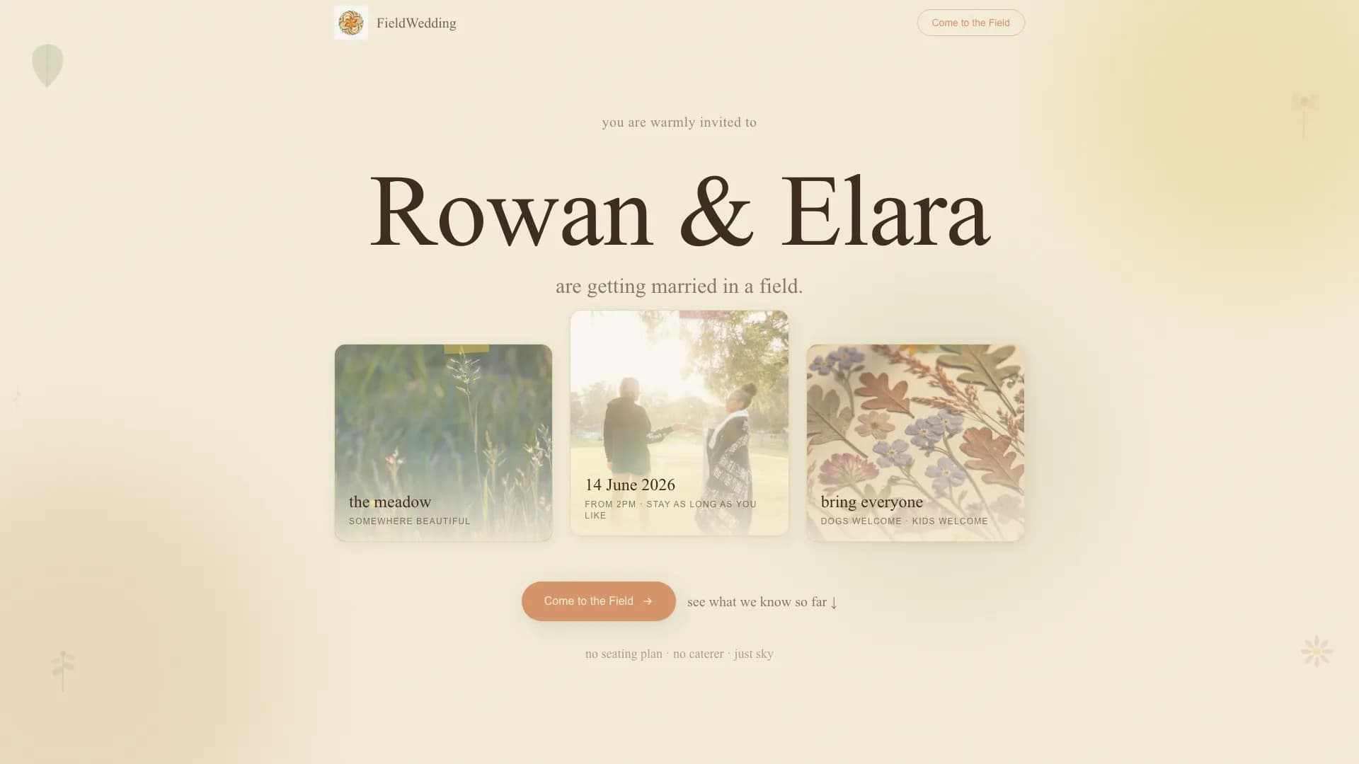 Bohemian - Handcrafted Field Wedding Landing Page Template