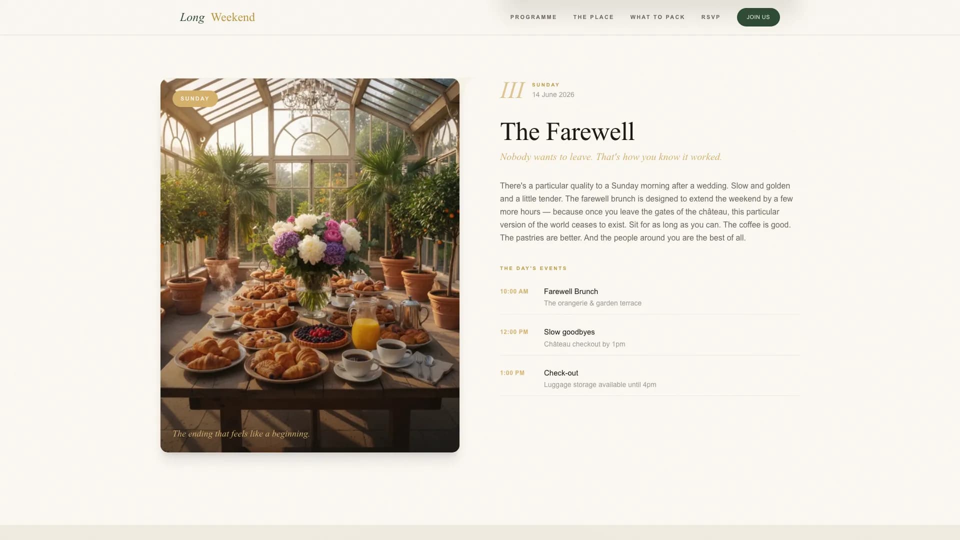 Longweekend — Editorial Destination Wedding Landing Page Template