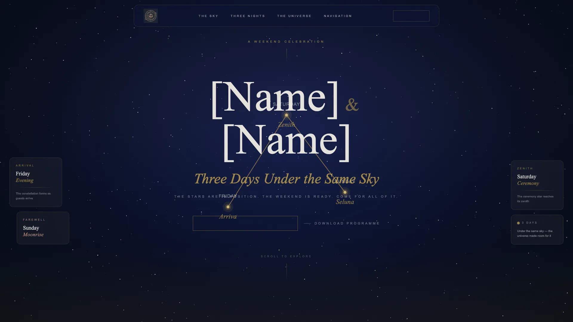 Starlit — Ethereal Destination Event Landing Page Template