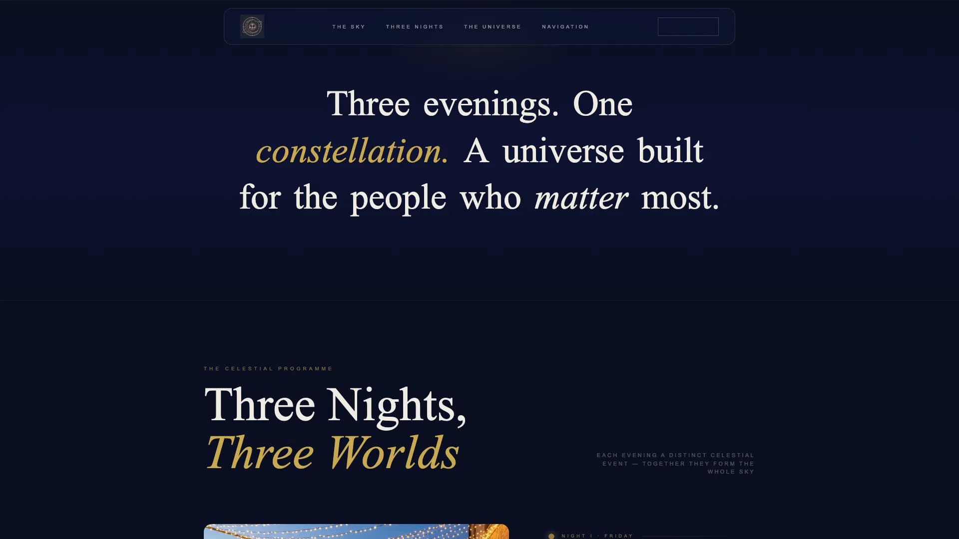 Starlit — Ethereal Destination Event Landing Page Template