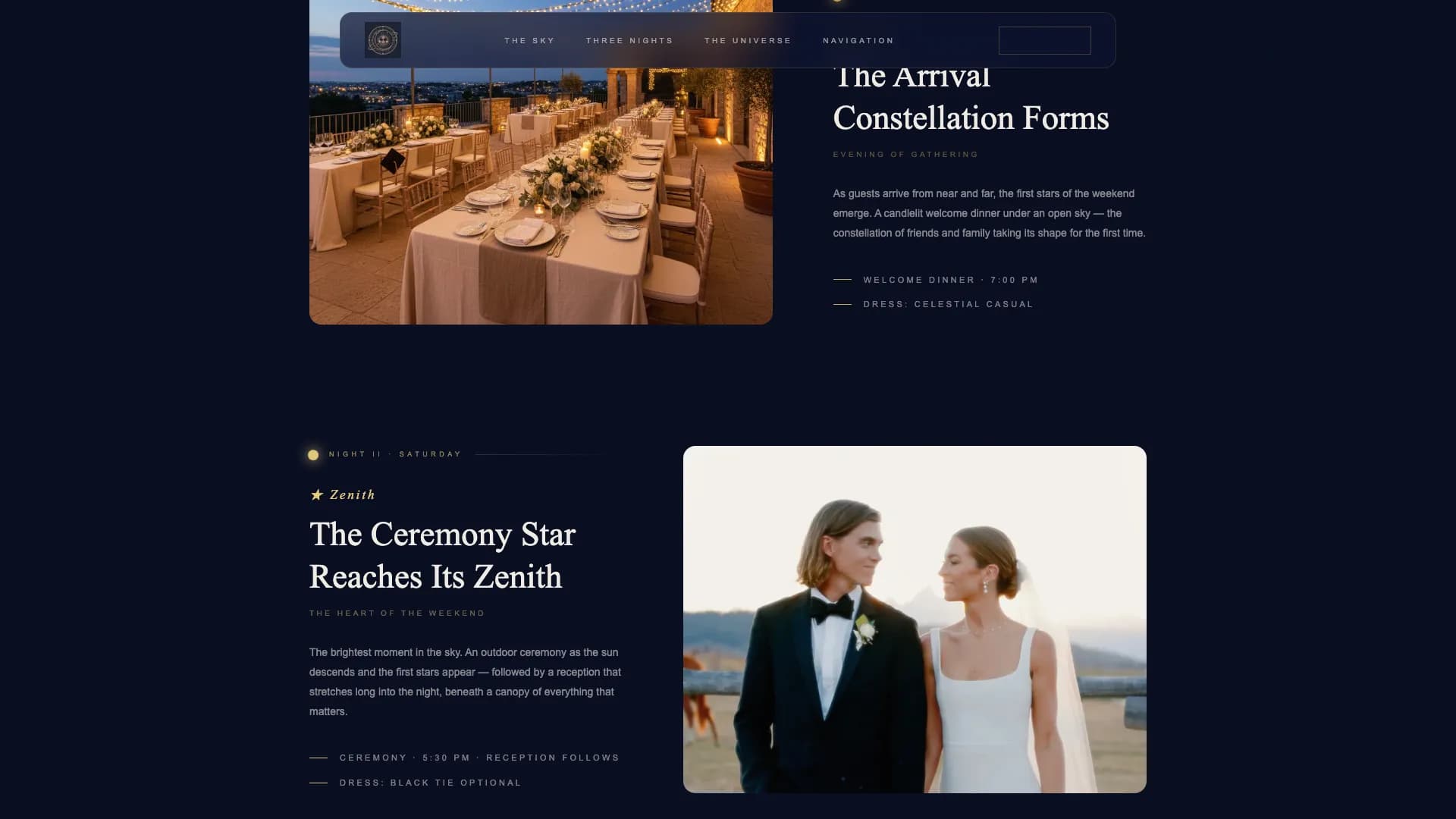 Starlit — Ethereal Destination Event Landing Page Template