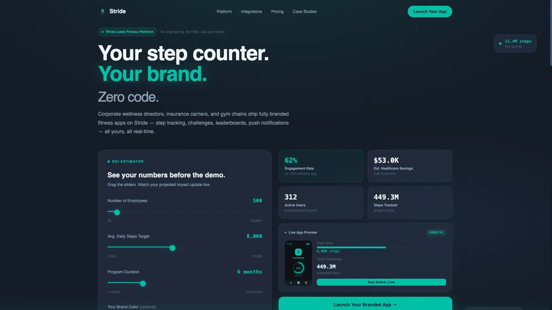 Stride - Powerful Fitnessapp Landing Page Template