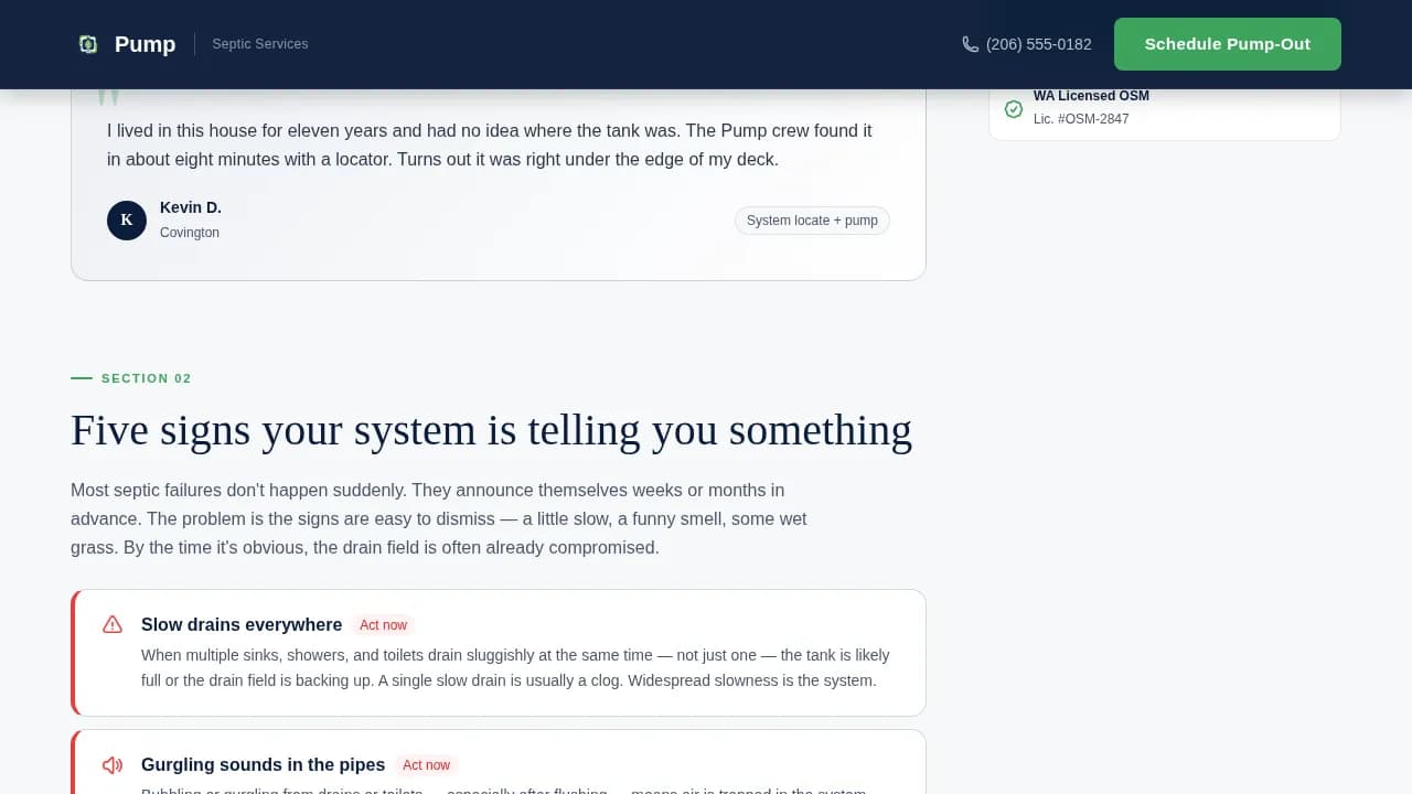 Maintain — Reliable Septic Service Landing Page Template