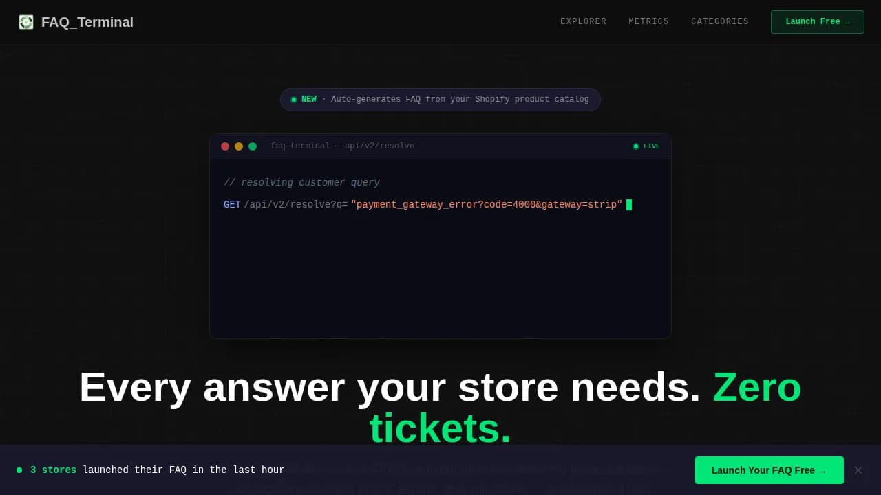 E-Commerce Store FAQ & Quick Answer Website Template