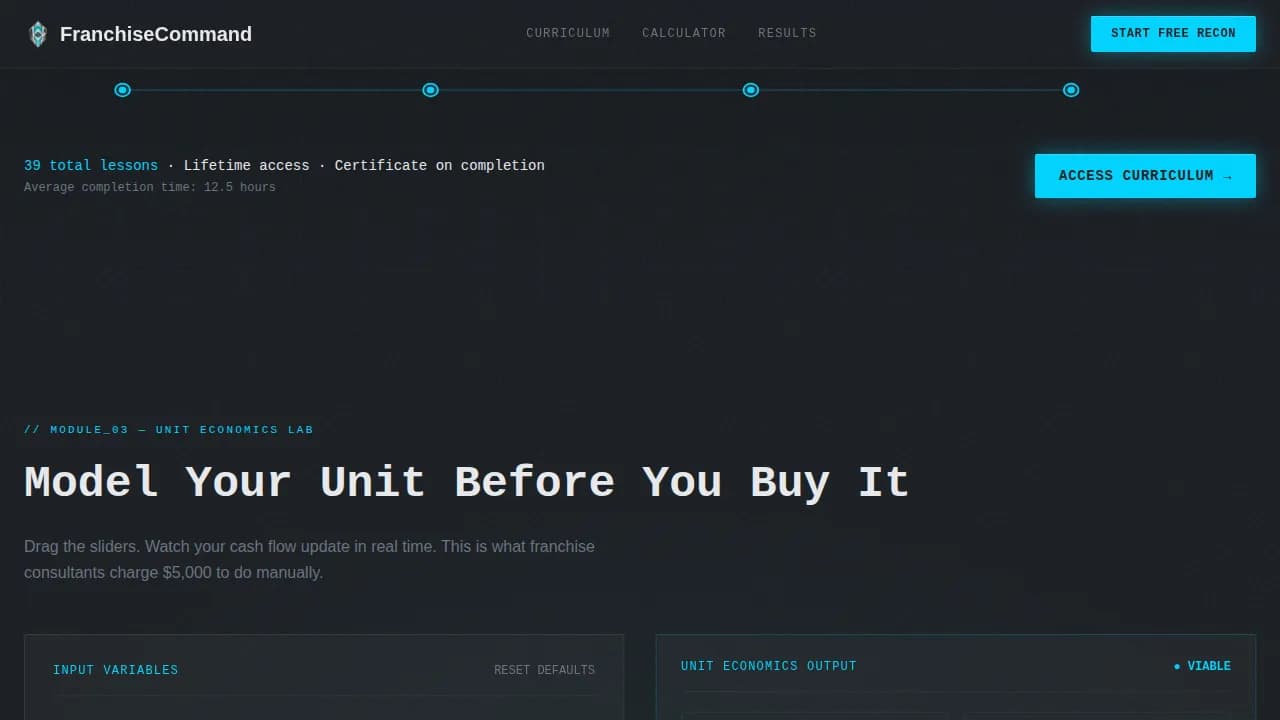 Franchise Digital Presence Cost Estimator Website Template