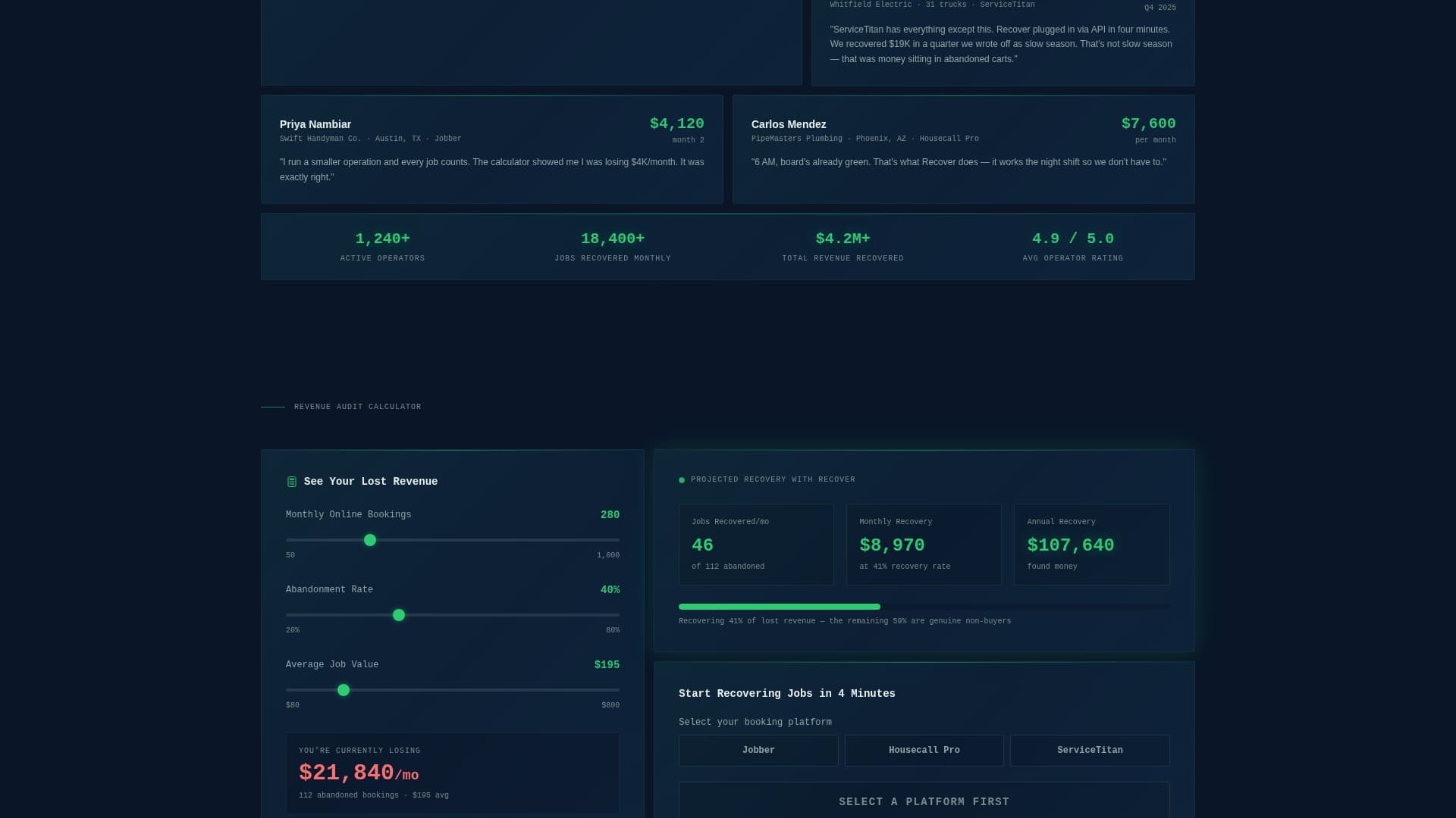 Recover - Powerful Homeservices Landing Page Template
