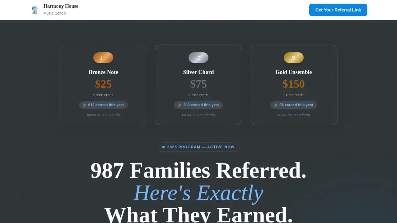 Music School Marketing Comparison Website Template