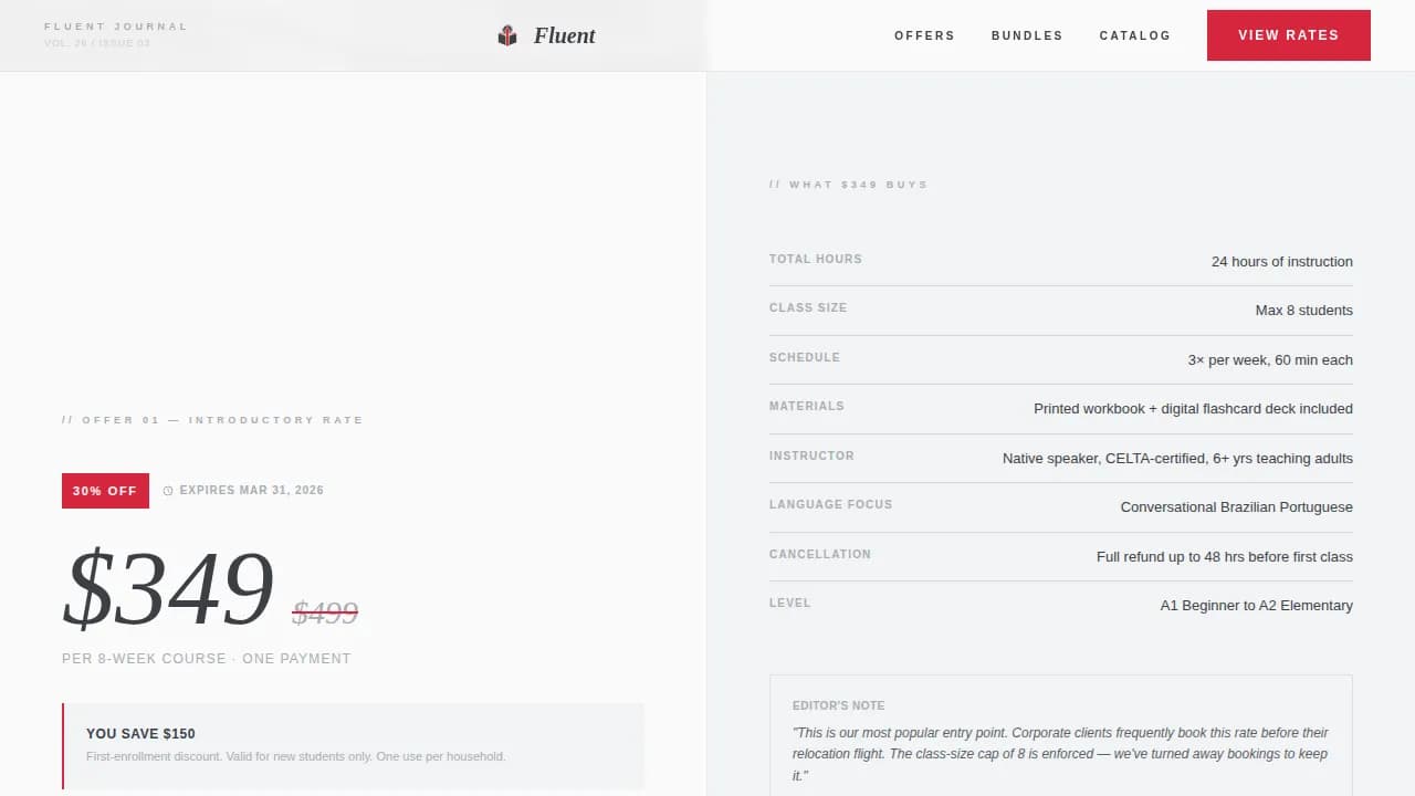 Language School Marketing Reviews & Social Proof Website Template