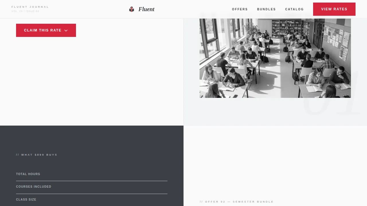 Language School Marketing Reviews & Social Proof Website Template