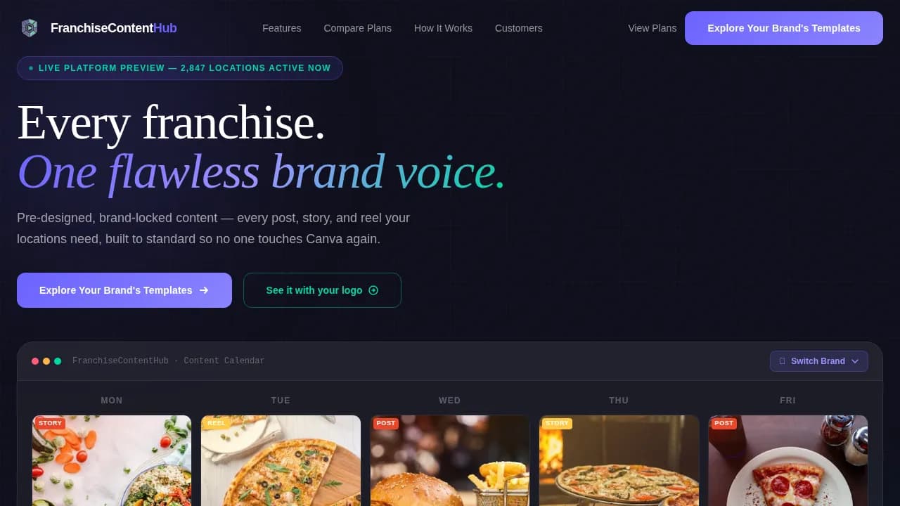 Franchise Digital Presence Pricing & Packages Website Template