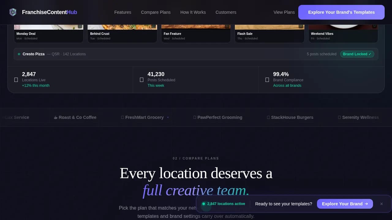 Franchise Digital Presence Pricing & Packages Website Template