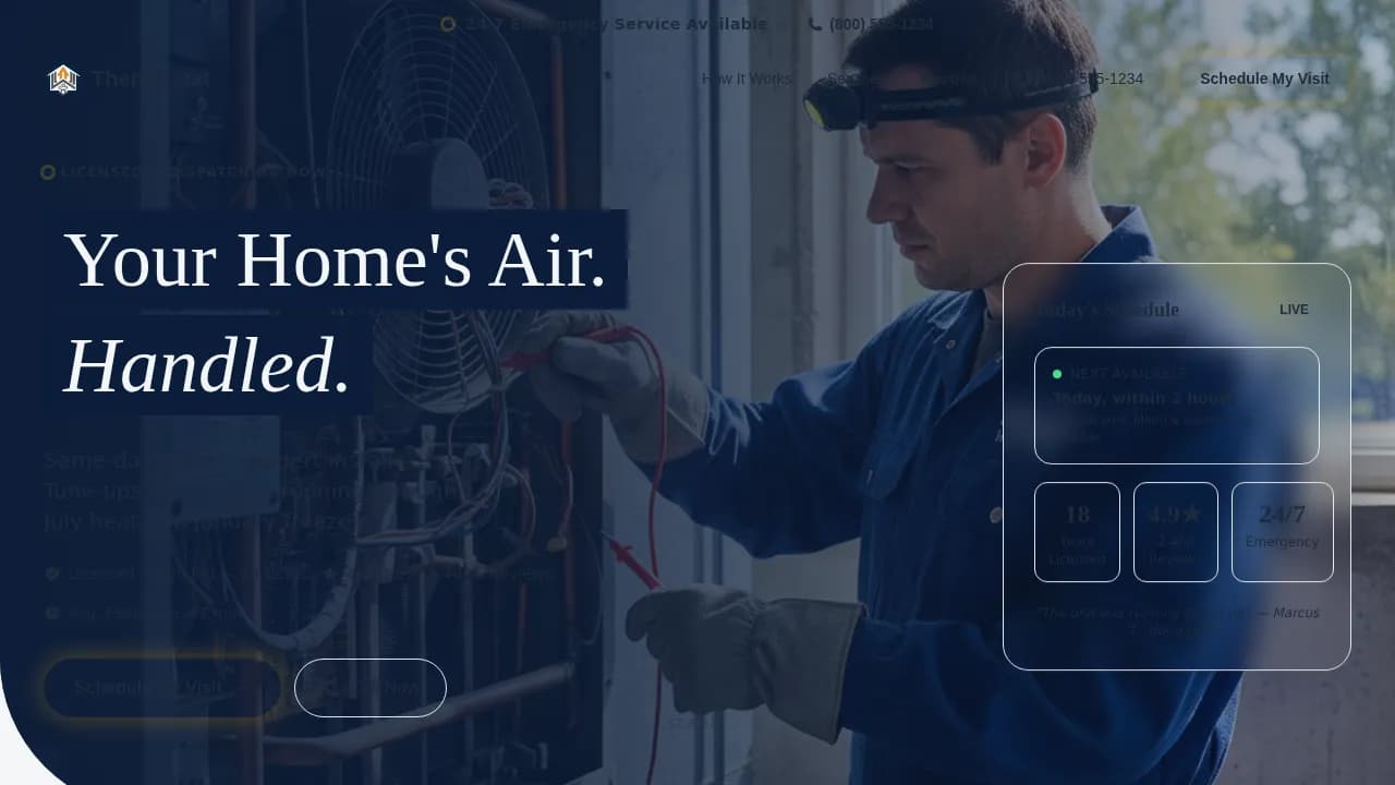 Residential HVAC Emergency Booking Website Template
