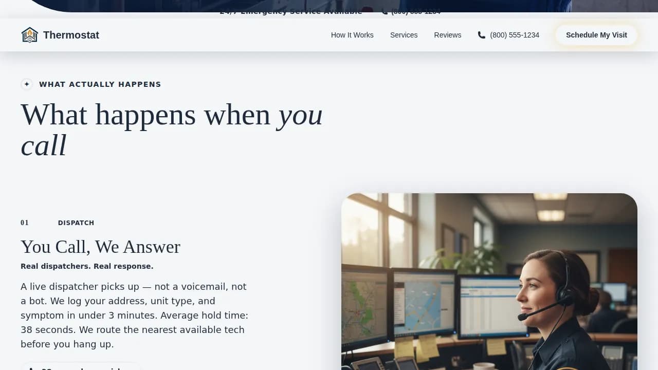 Residential HVAC Emergency Booking Website Template