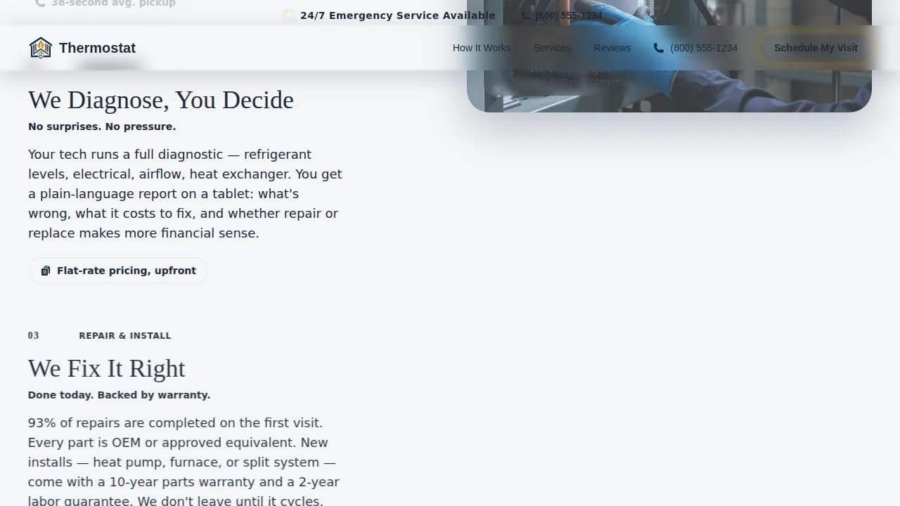 Residential HVAC Emergency Booking Website Template
