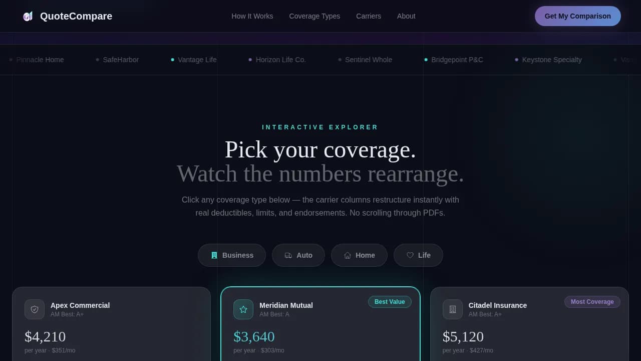 Insurance Agency Pricing Website Template