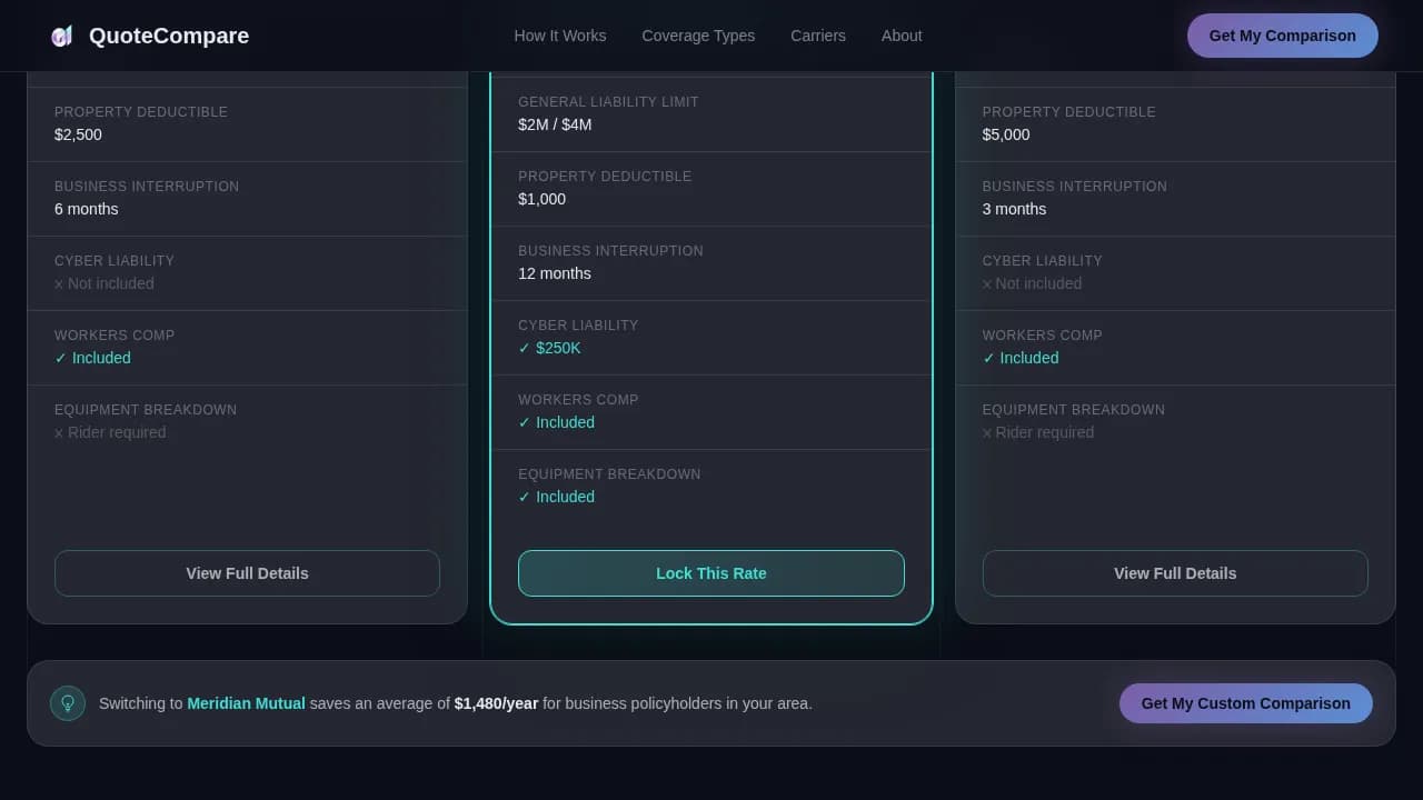 Insurance Agency Pricing Website Template