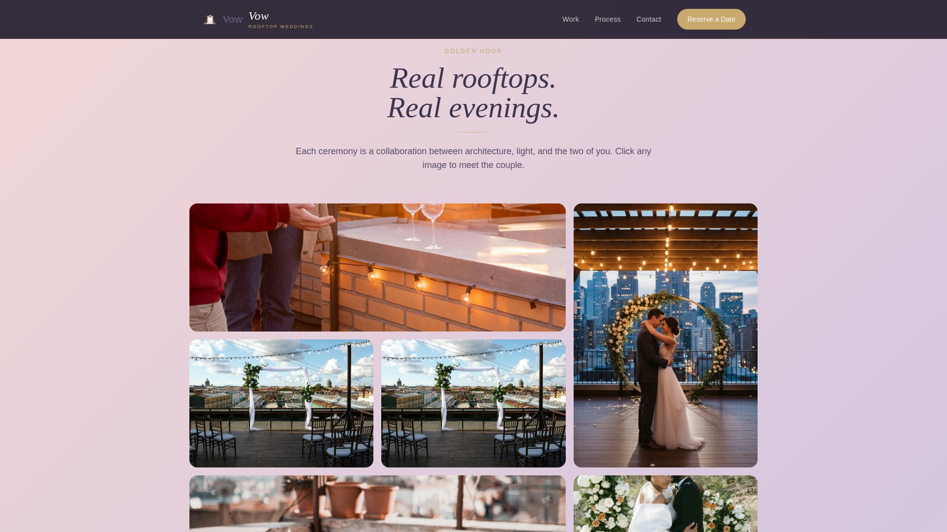 Rooftop Wedding Blog Website Template