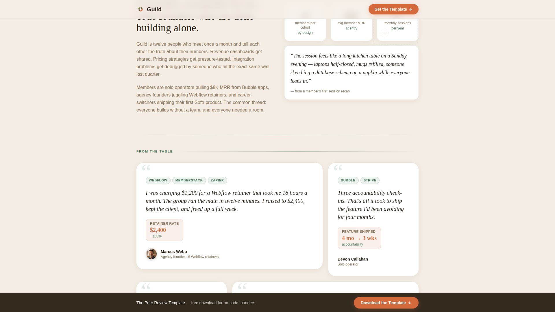 No-Code Builders Community Reviews Website Template