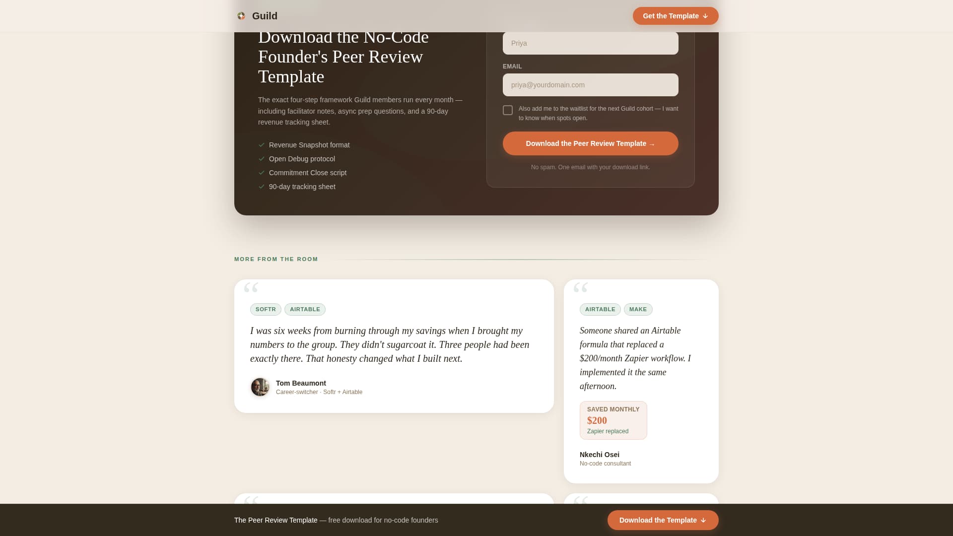 No-Code Builders Community Reviews Website Template