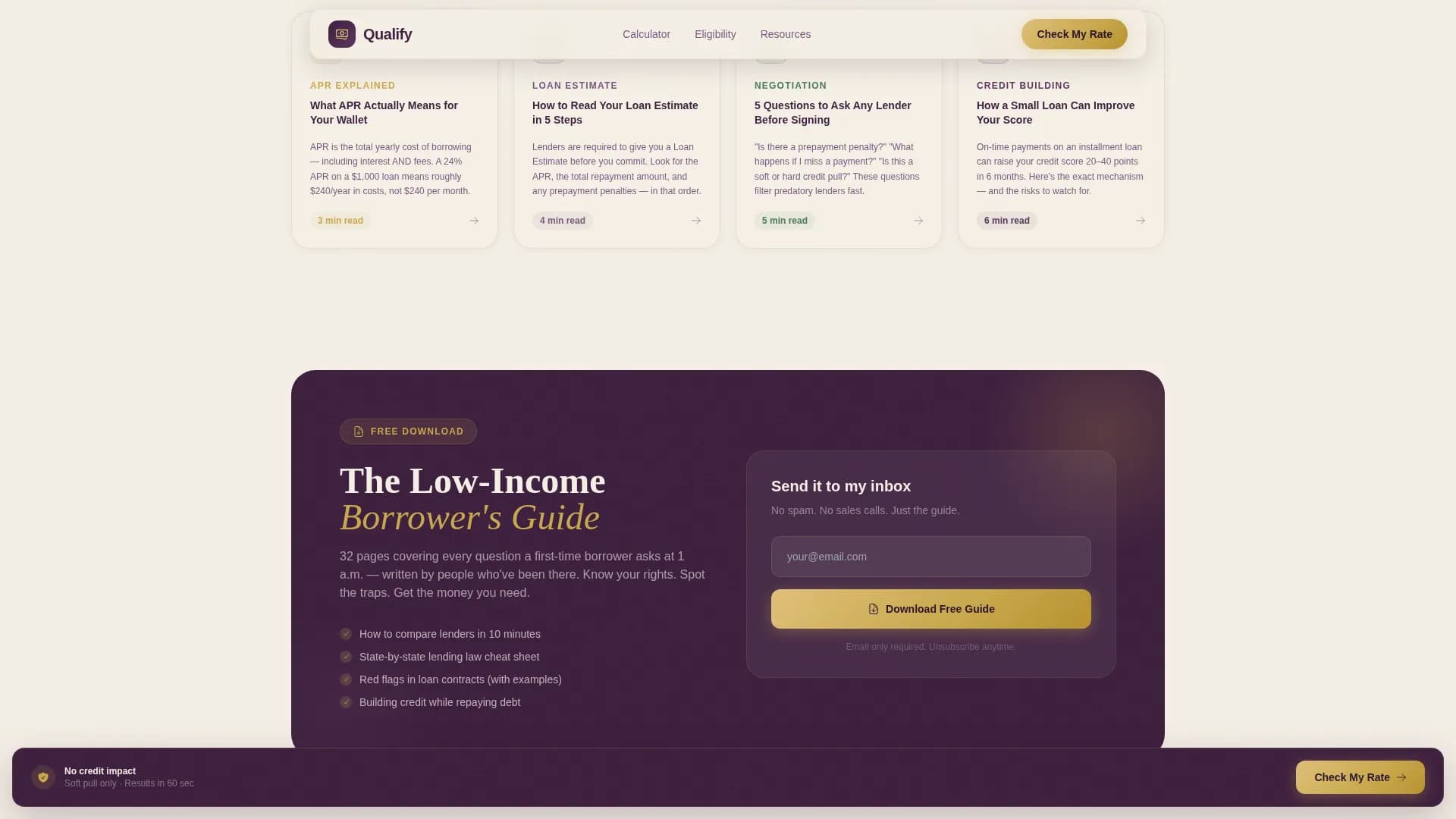 Specialist Low Income Finance Cost Estimator Website Template