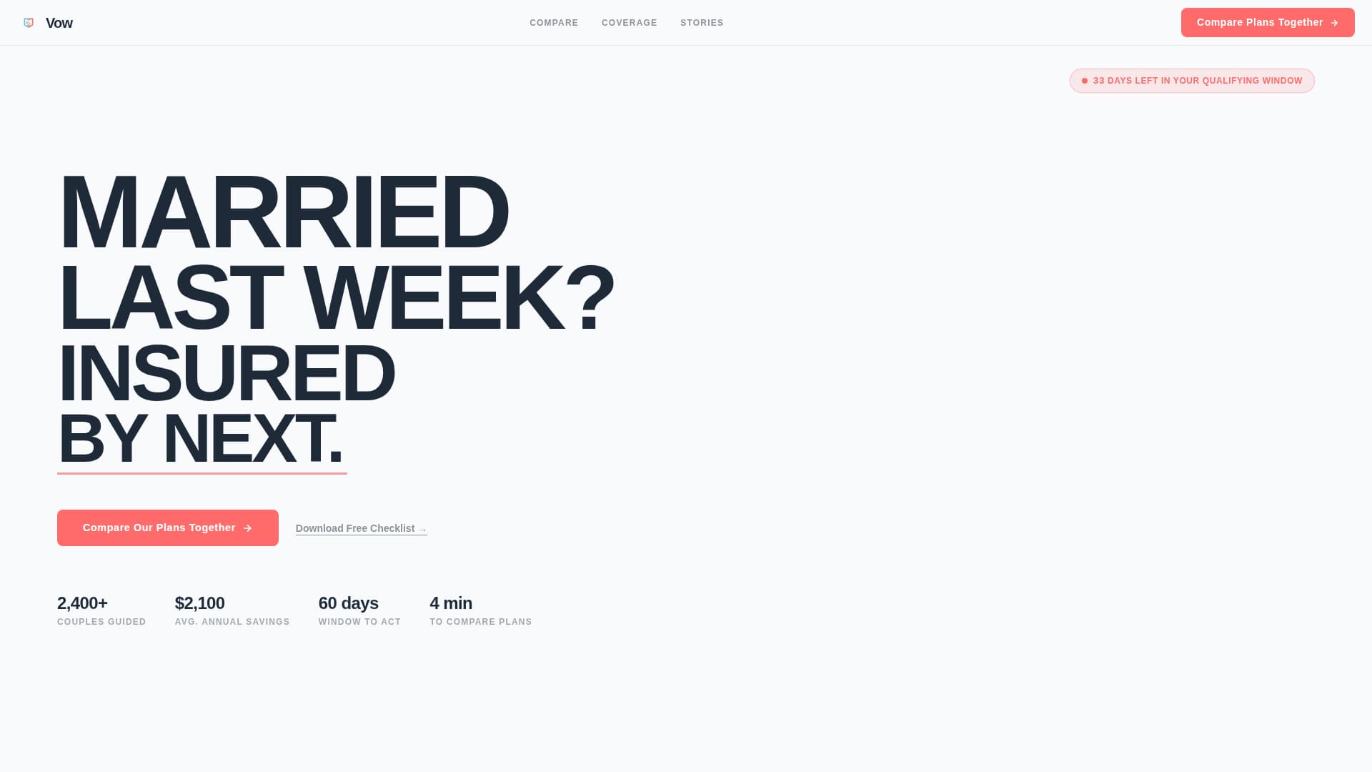 Vow - Smart Newlywed Landing Page Template