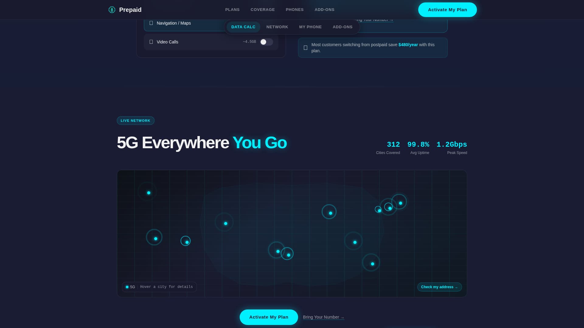 Mobile & Network Operator Cost Calculator Website Template