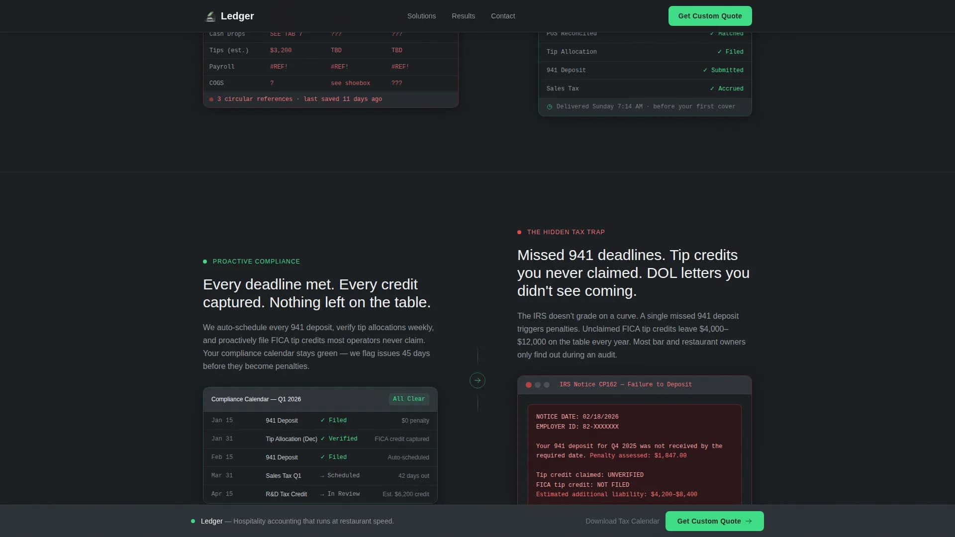 Restaurant & Bar Accounting Cost Estimator Website Template