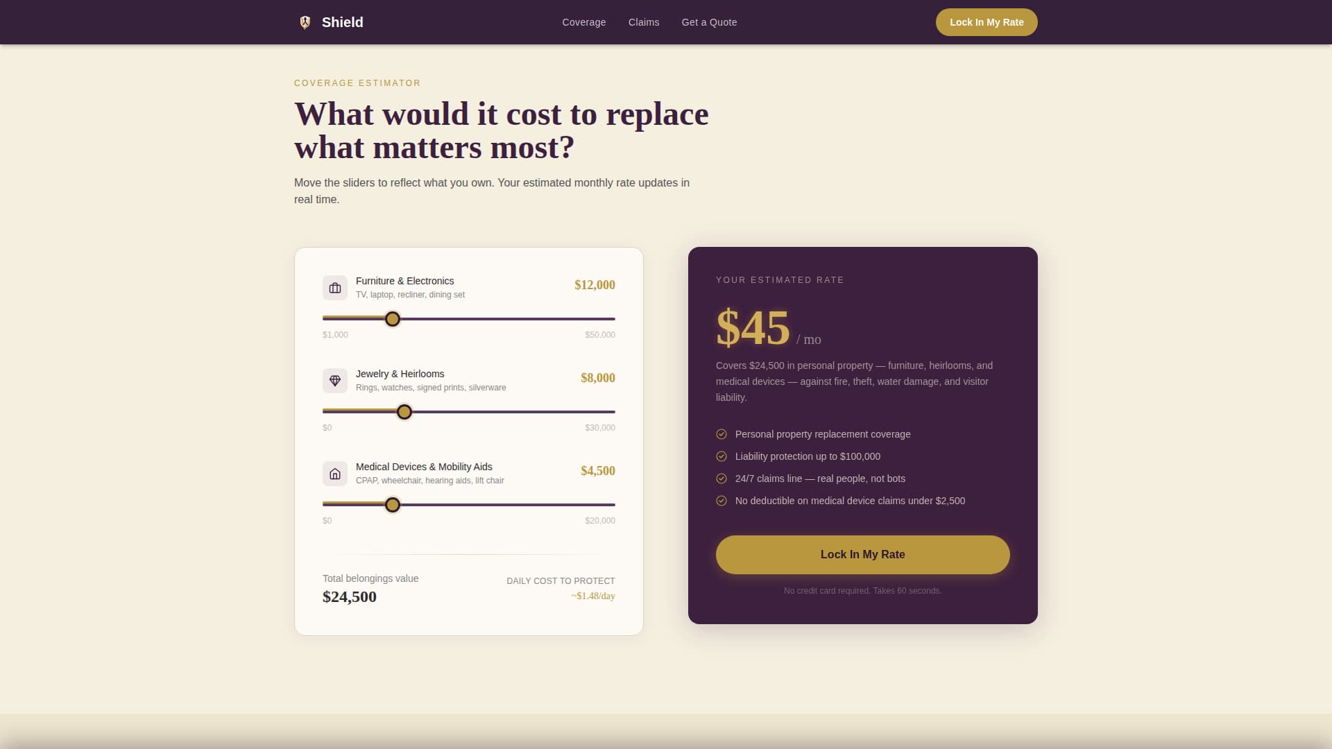 Retiree Insurance Cost Estimator Website Template