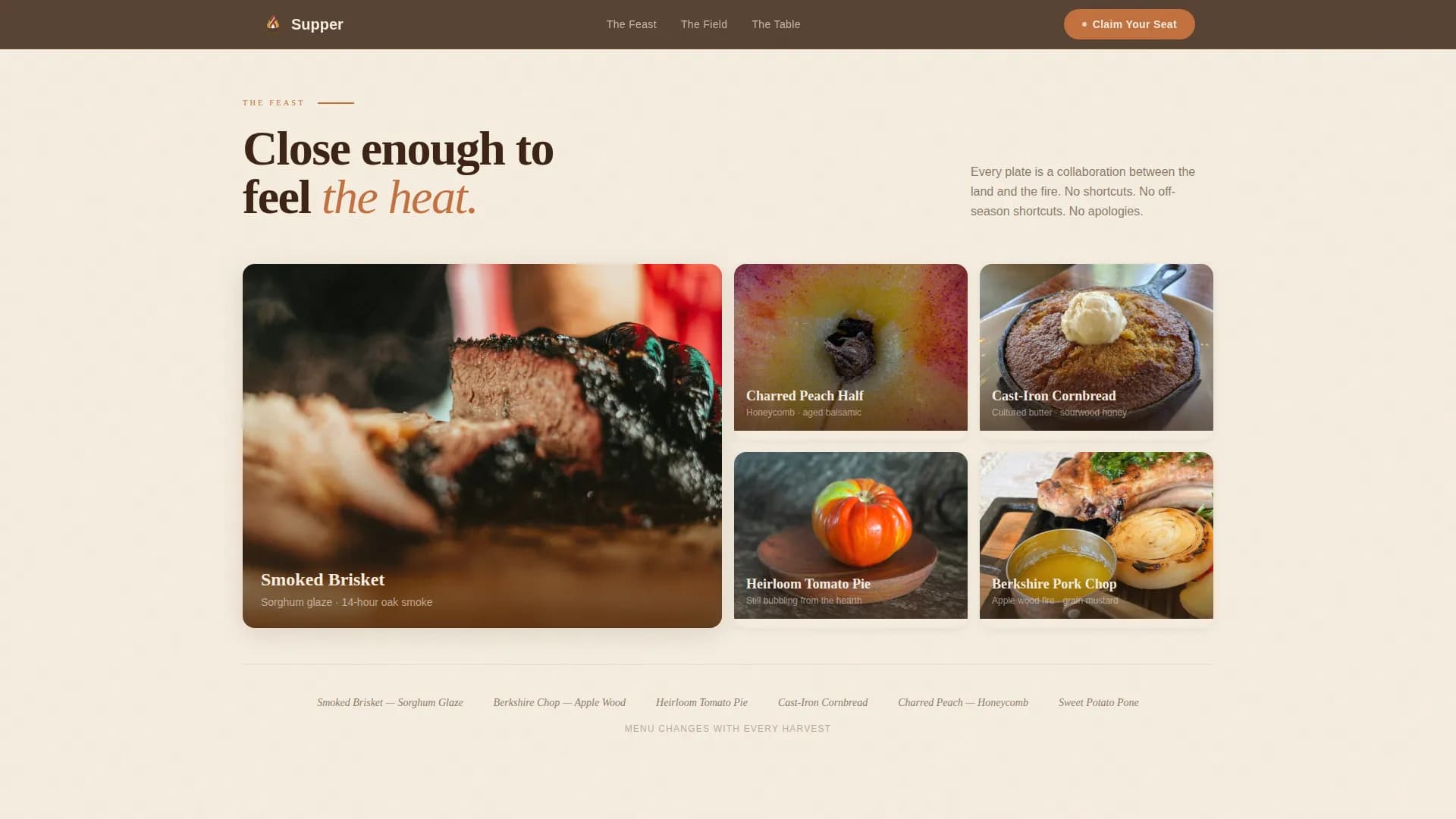 Supper — Agrarian Popup Landing Page Template