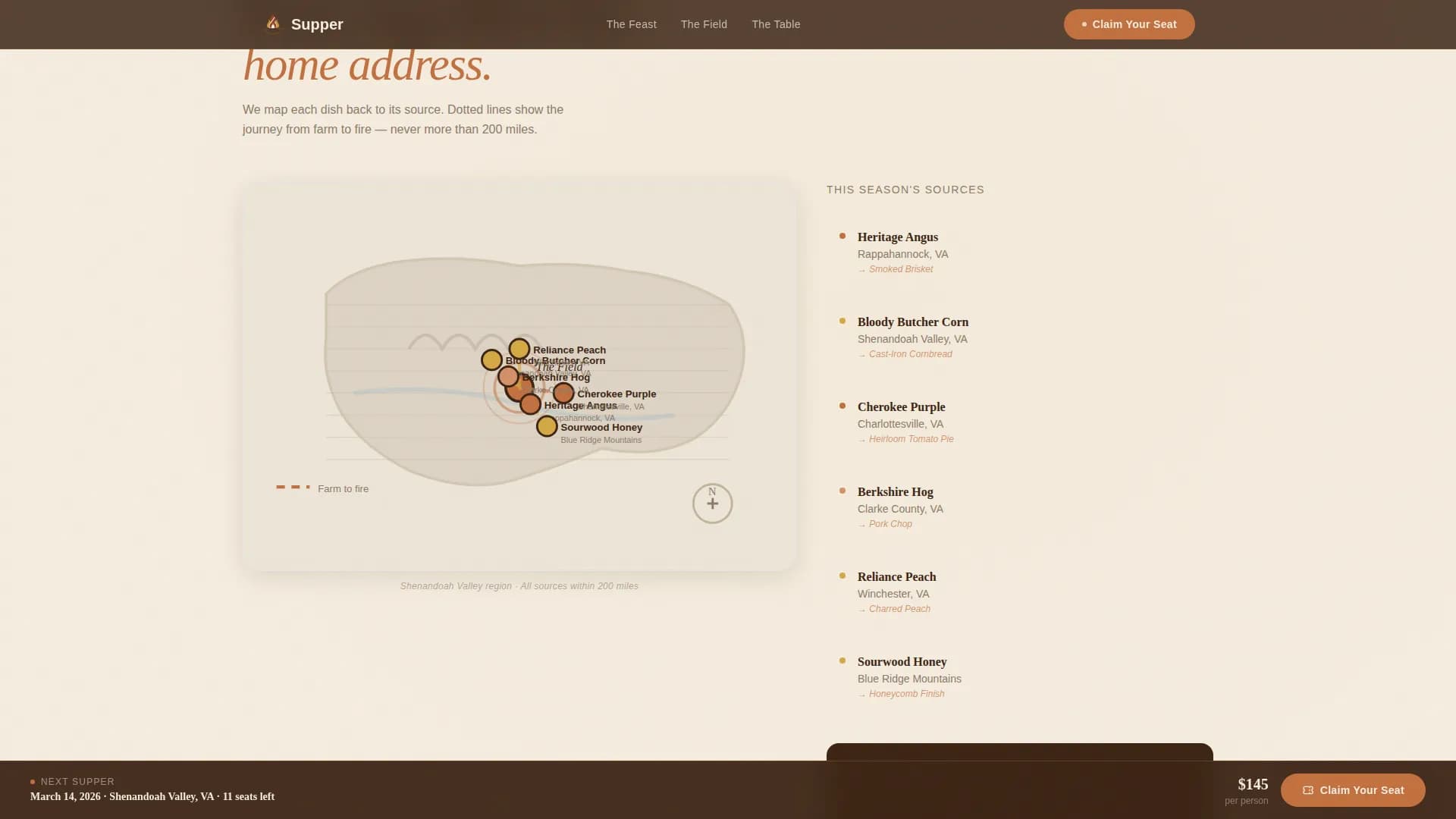 Supper — Agrarian Popup Landing Page Template