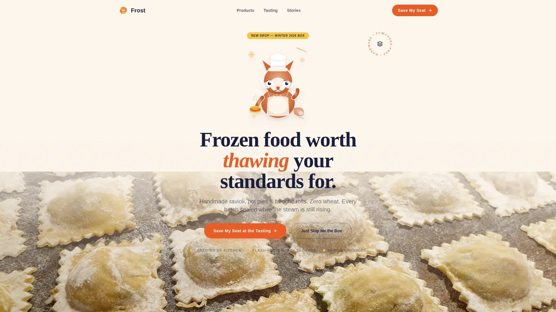Frost — Gluten-Free Frozen Landing Page Template
