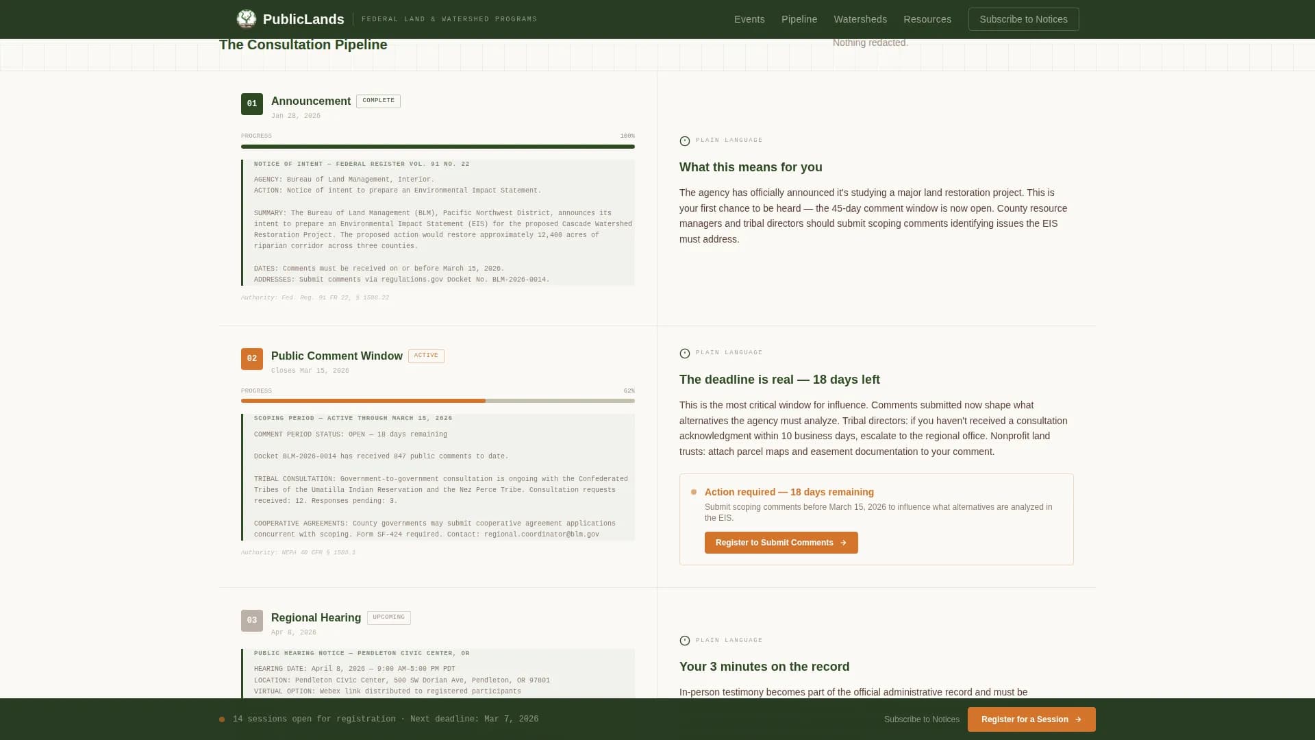 Steward — Public Lands Consultation Landing Page Template