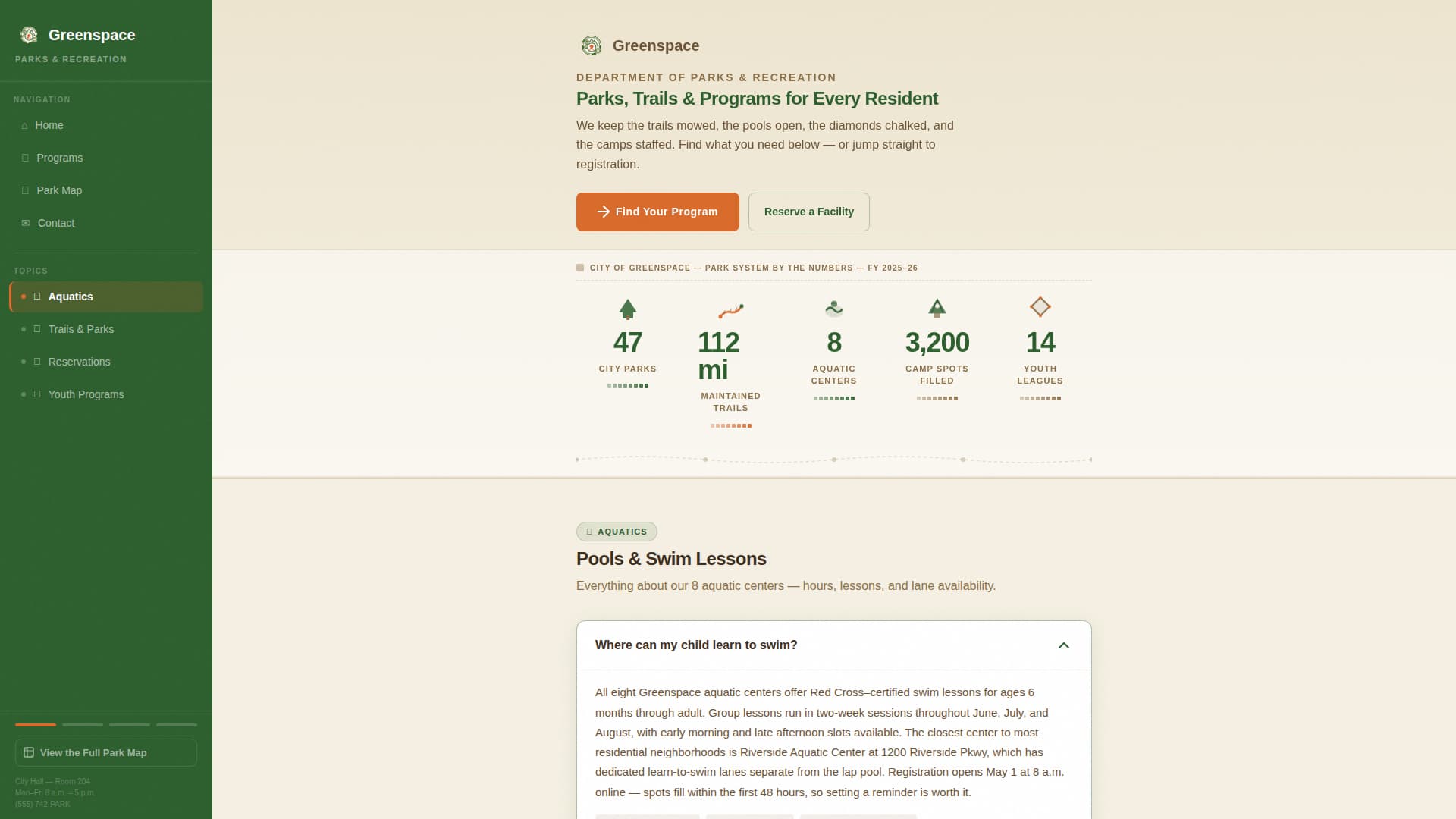 Greenspace - Trusted Parks Landing Page Template