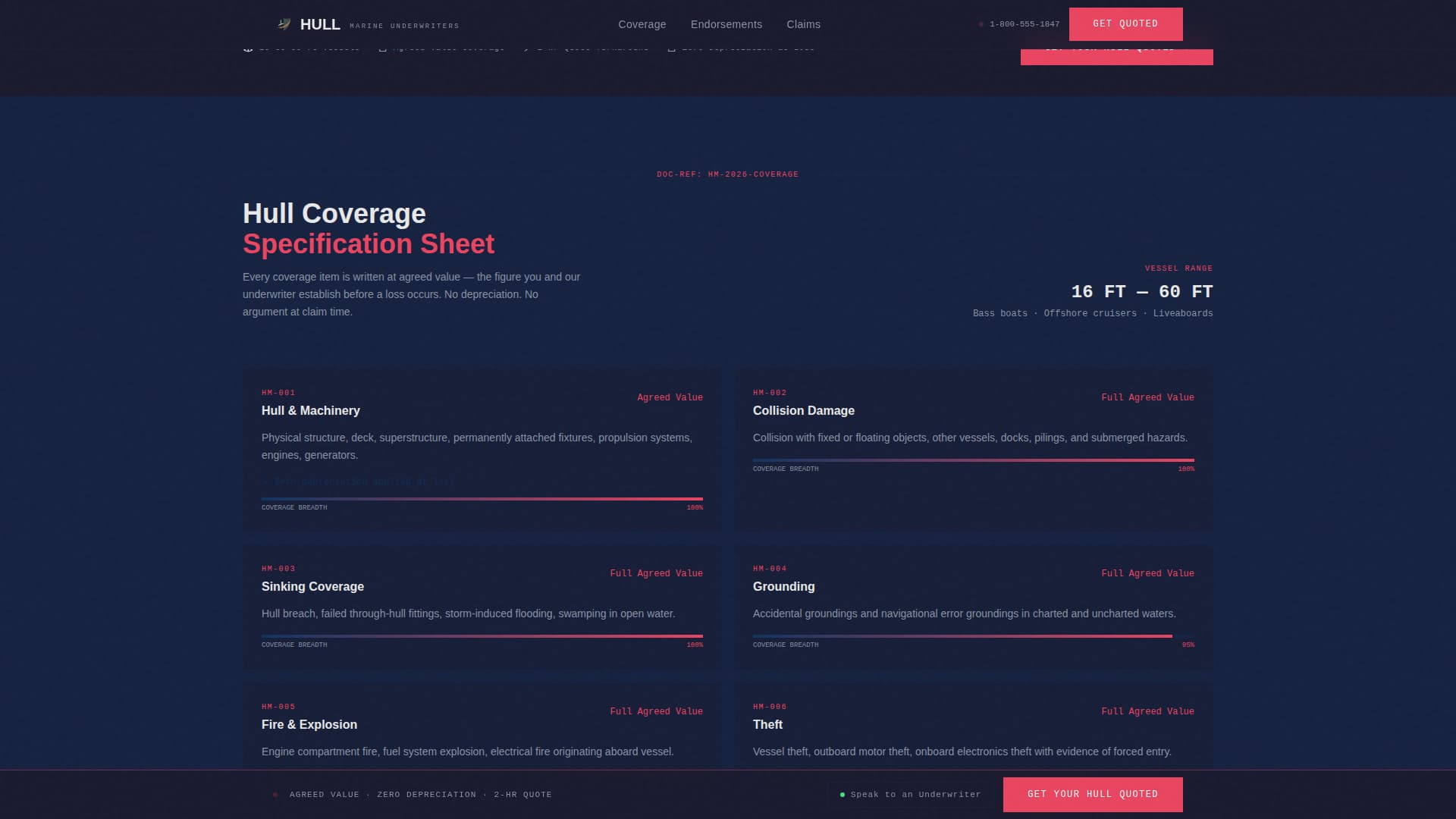 Hull - Precision Marine Insurance Landing Page Template
