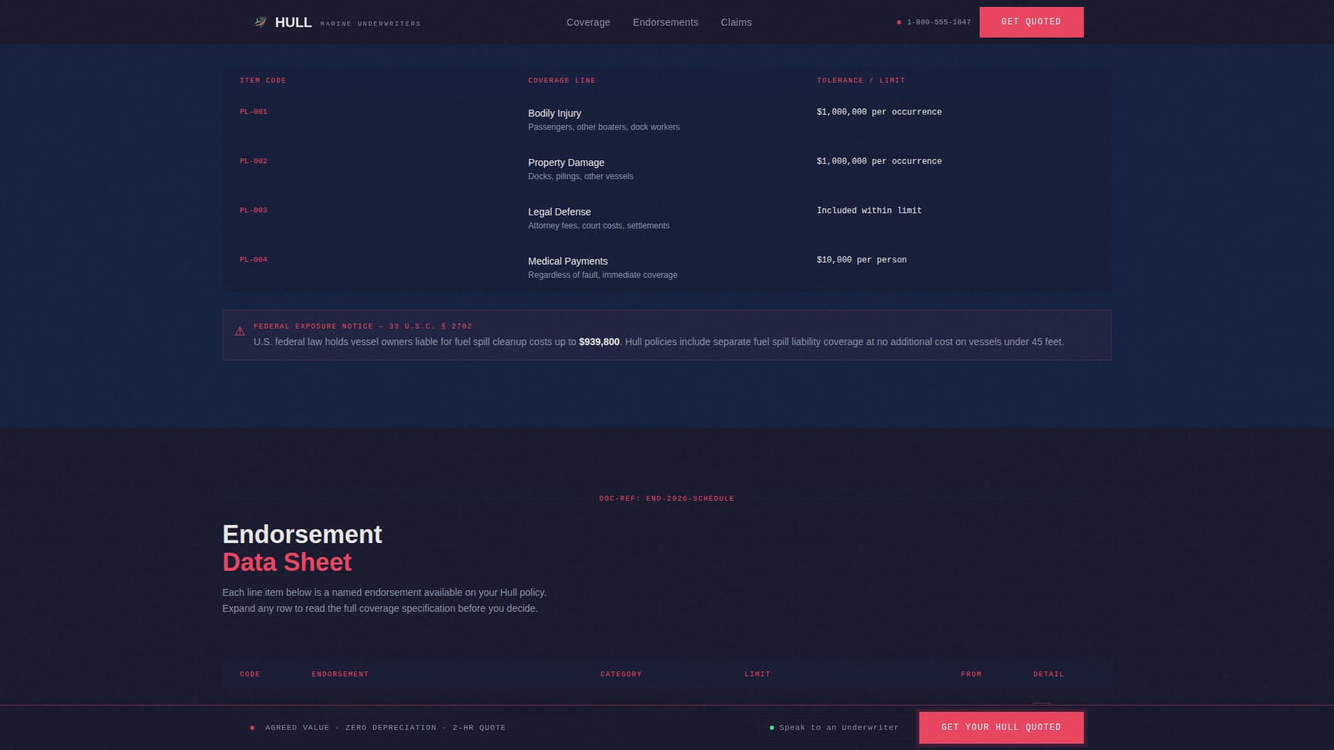 Hull - Precision Marine Insurance Landing Page Template