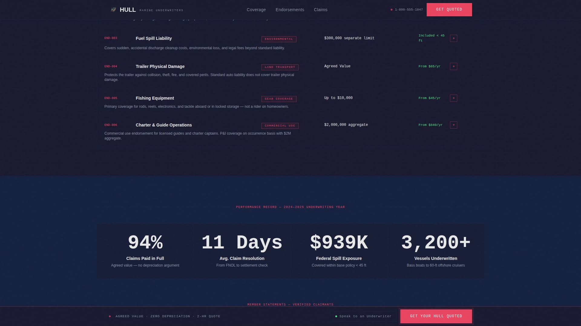 Hull - Precision Marine Insurance Landing Page Template