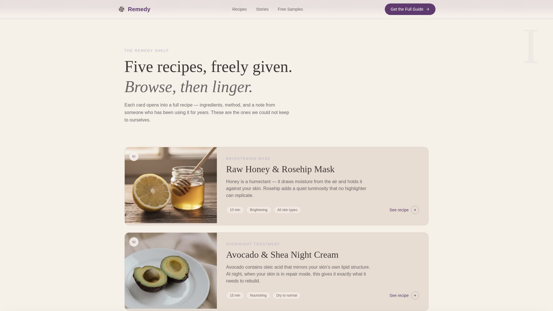 Remedy - Timeless Skincare Landing Page Template