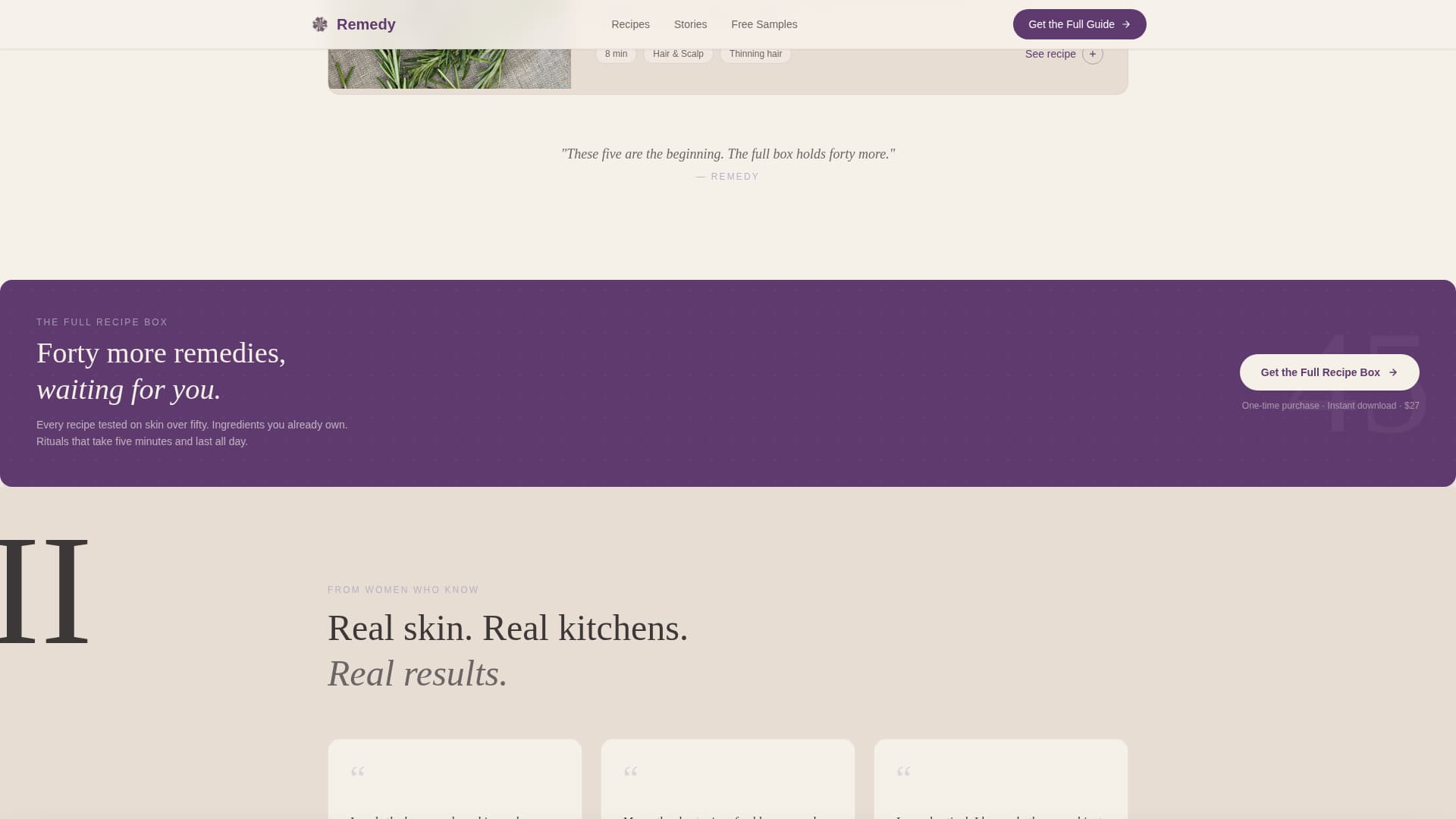 Remedy - Timeless Skincare Landing Page Template