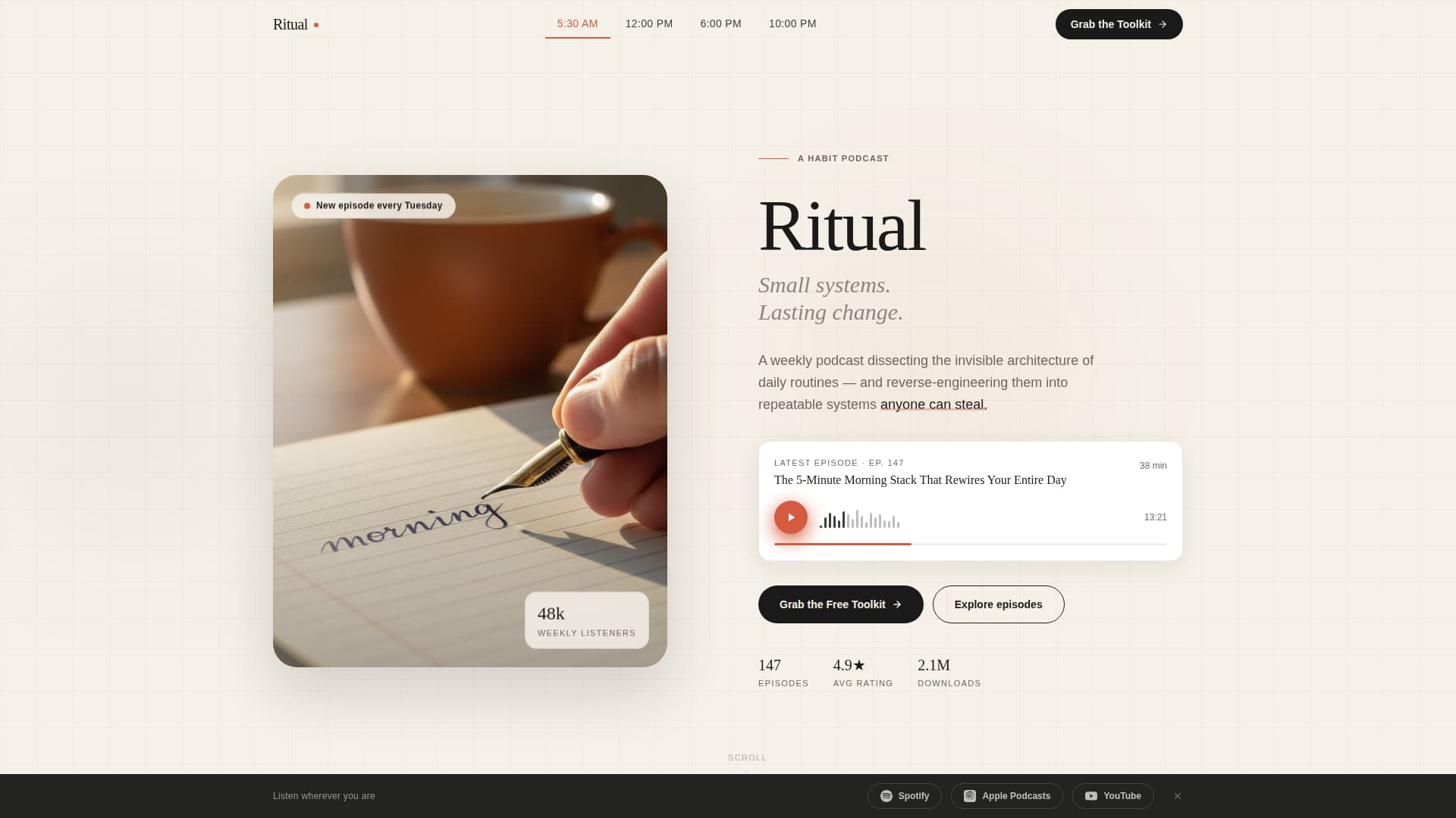 Ritual - Intentional Habitbuilding Landing Page Template
