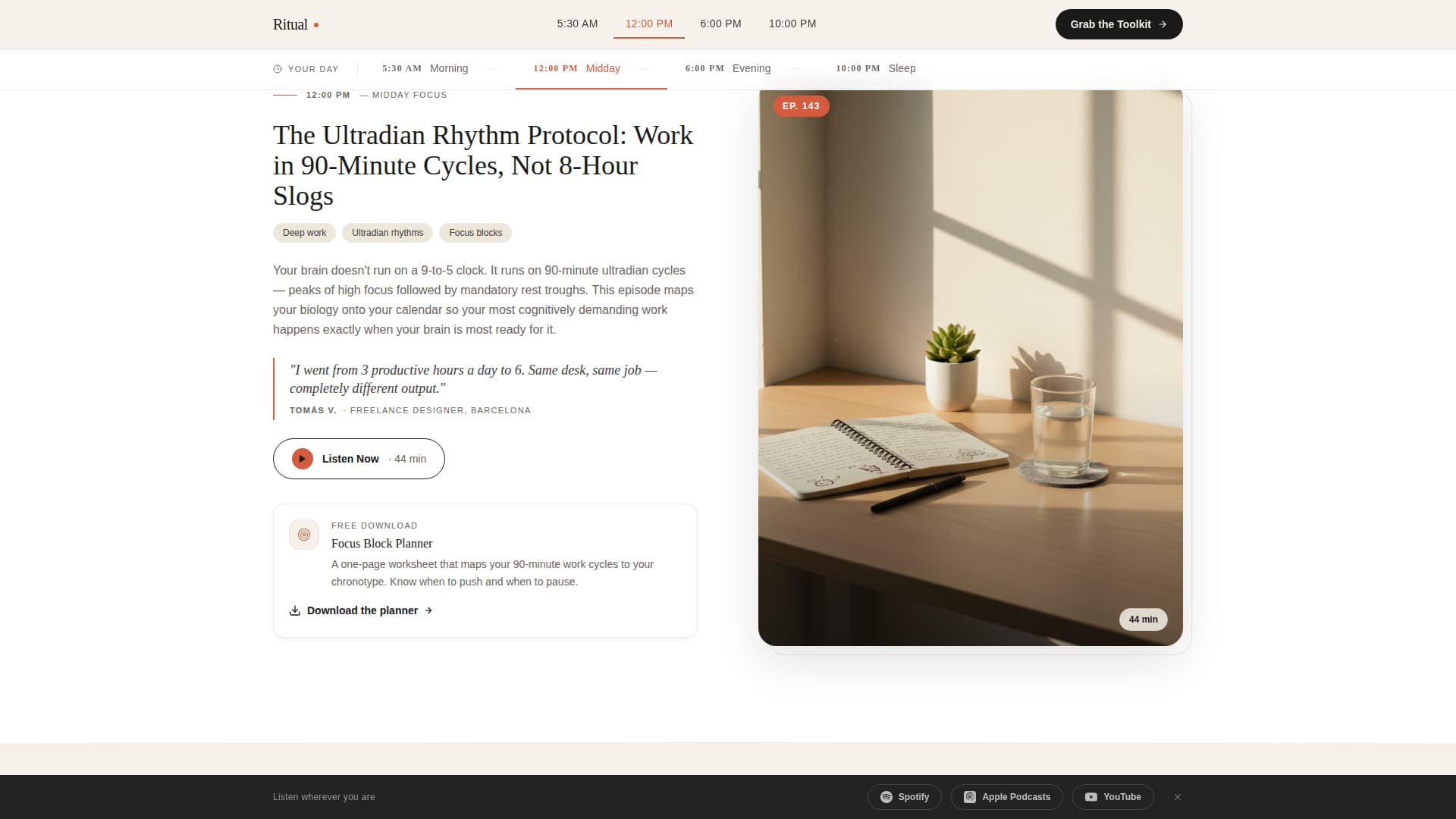 Ritual - Intentional Habitbuilding Landing Page Template