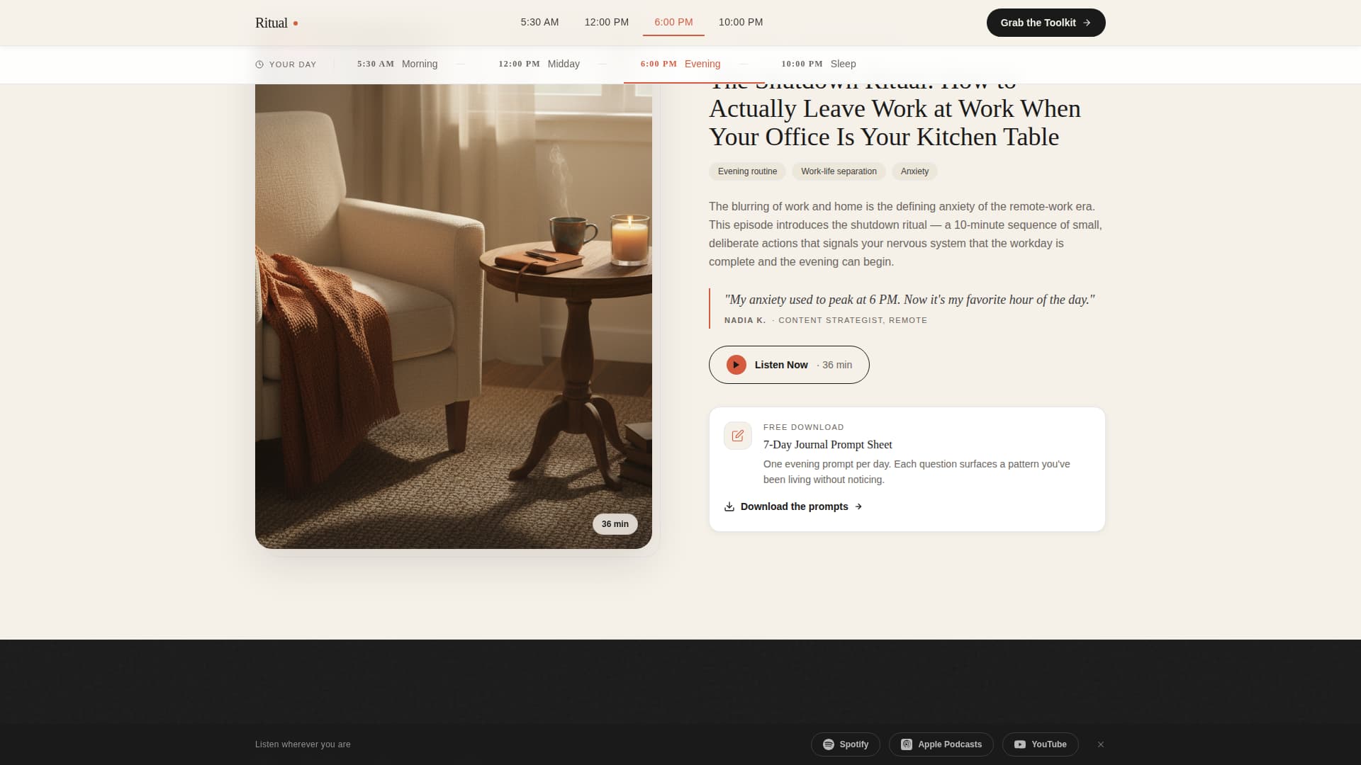 Ritual - Intentional Habitbuilding Landing Page Template